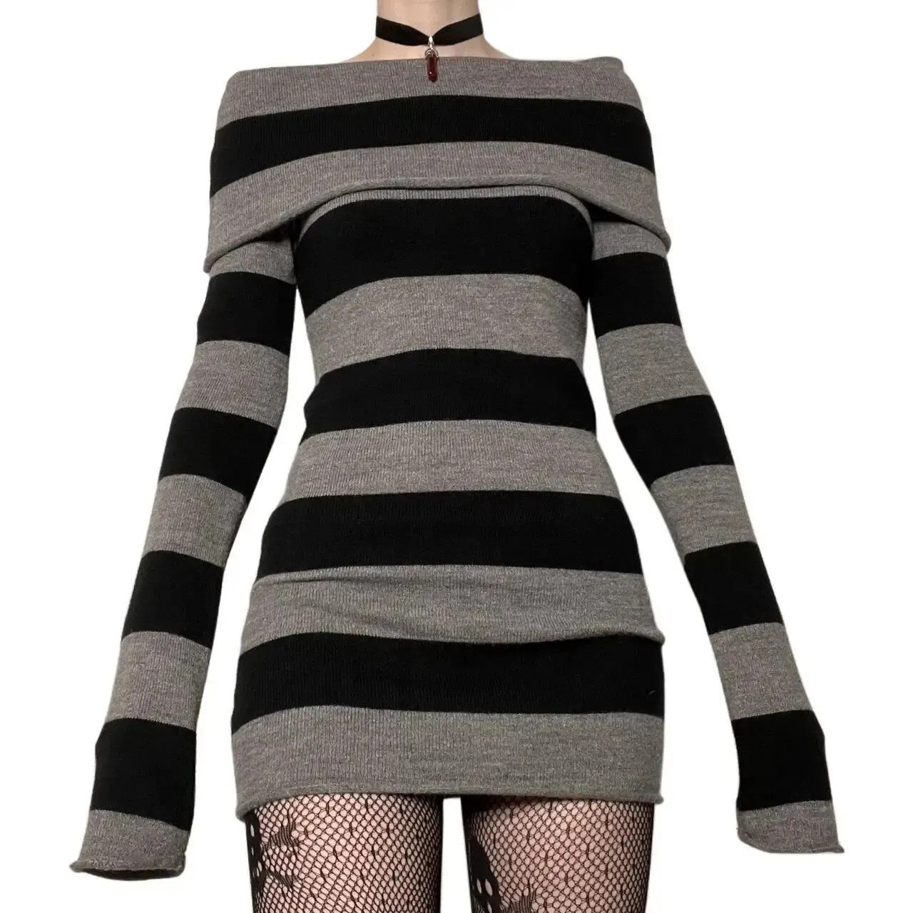 Japanese Brand Striped Mini Bodycon Dress Size S / US 4 / IT 40 - 4 Thumbnail