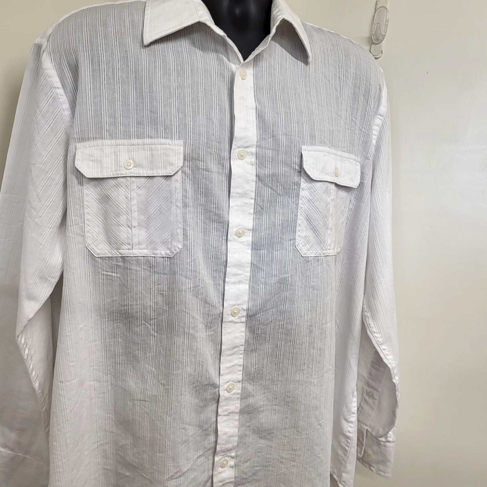 Alfani Alfani Dress Shirt Mens XL Button Up Pocket Long Sleeve Regular Formal Wear Size 46R - 4 Thumbnail
