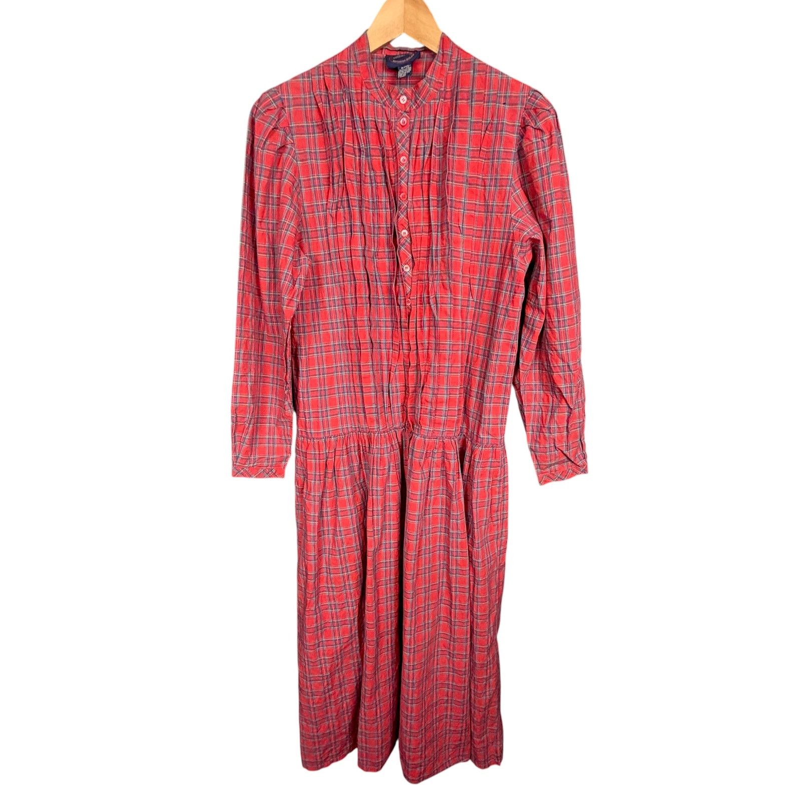 Allen Solly Vintage Allen Solly Dress Sz 12 Red Plaid Pleated Cottage Size XL / US 12-14 / IT 48-50 - 8 Thumbnail