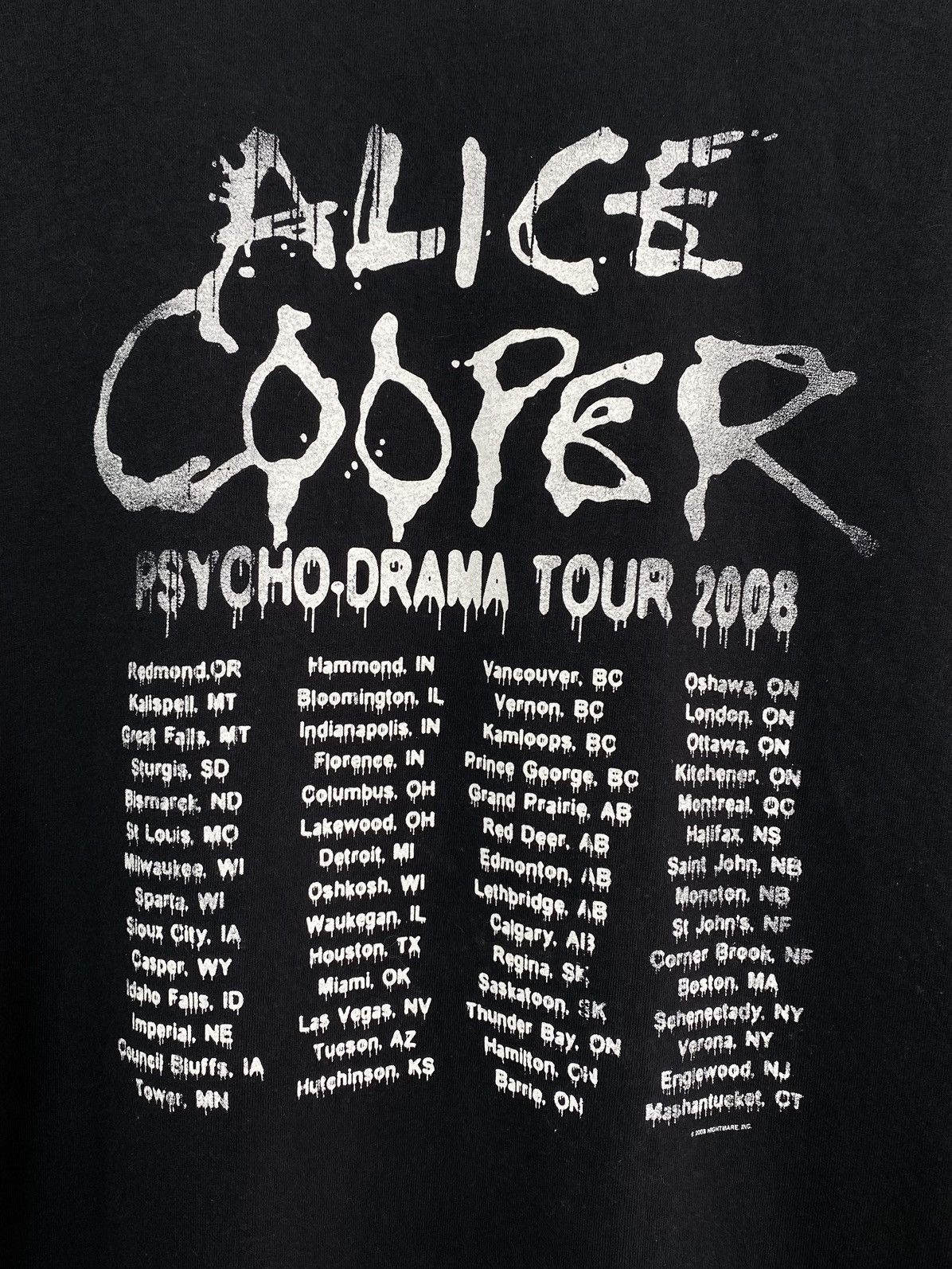 Band Tees Hanes Alice Cooper Psycho-Drama Tour 2008 T-Shirt Black Top Size US XXL / EU 58 / 5 - 9 Thumbnail