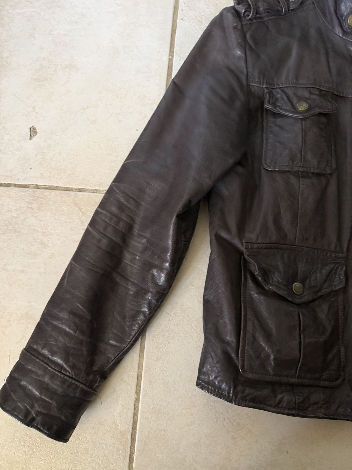 tigha Tigha Buffalo Leather Field Jacket Brown Small Size US S / EU 44-46 / 1 - 4 Thumbnail