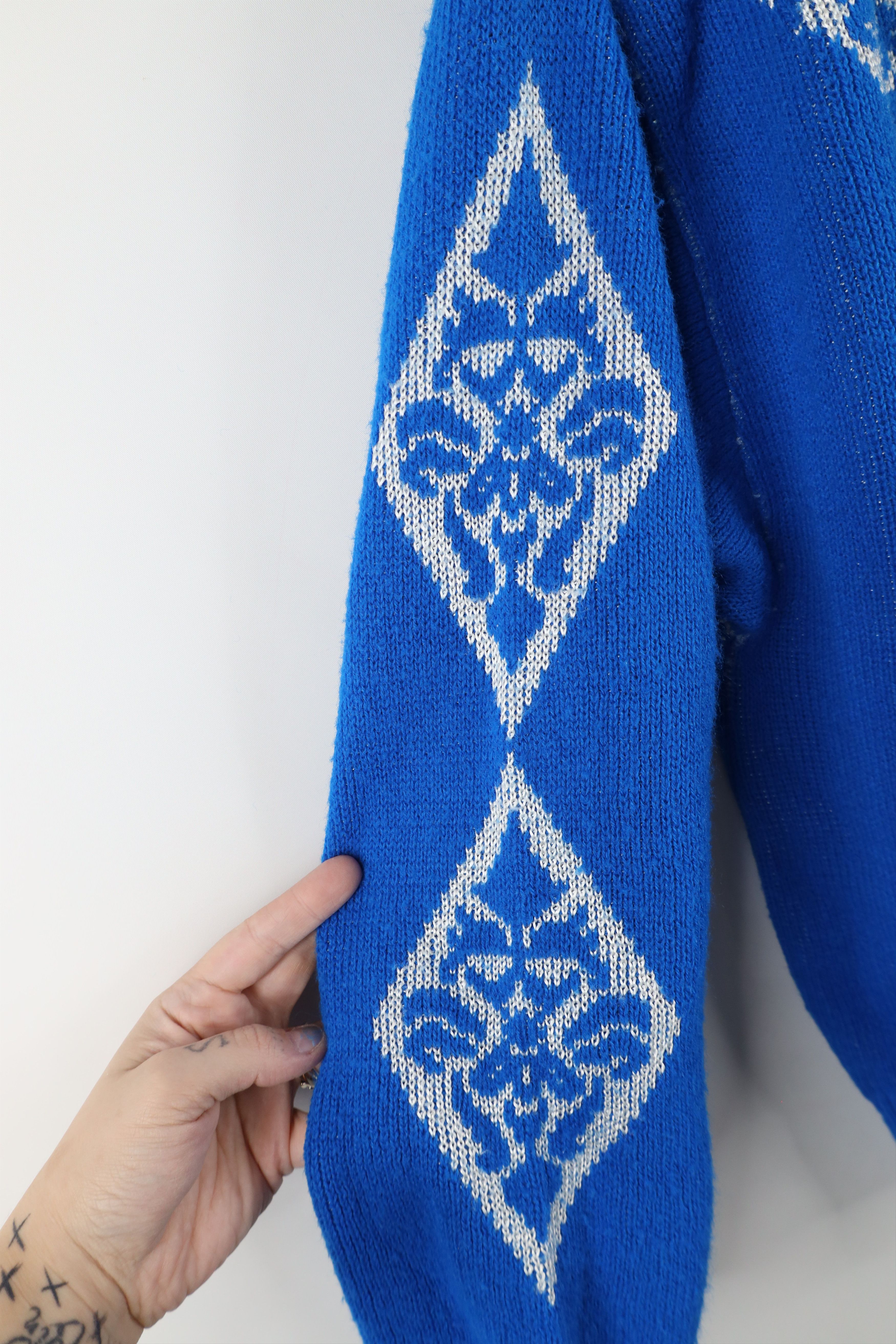 Vintage Vintage 80s 90s Streetwear Flower Knit Sweater Blue USA Size L / US 10 / IT 46 - 4 Thumbnail