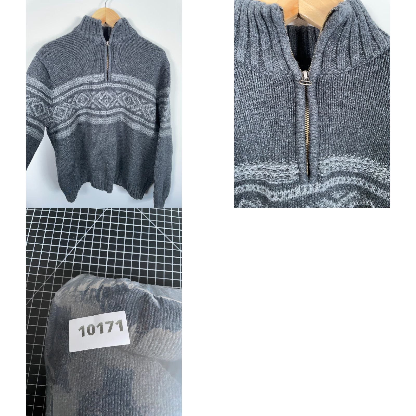 Eddie Bauer VINTAGE Eddie Bauer 1/4-Zip Sweater Mens XL Dark Gray Geometric Wool Blend Knit Size US XL / EU 56 / 4 - 9 Thumbnail