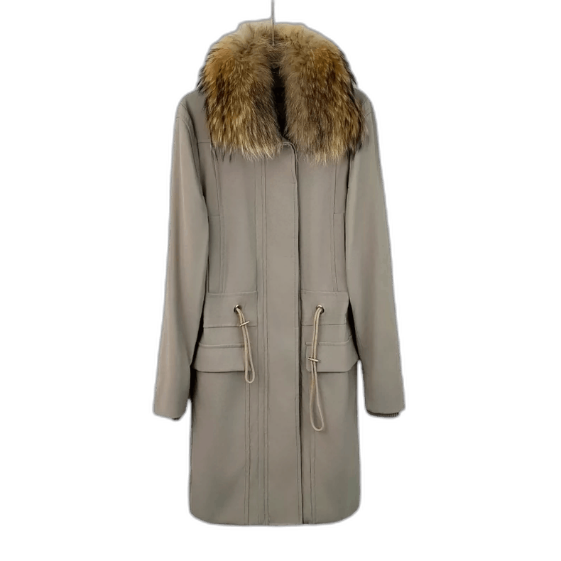 Gucci Gucci Beige Long Sleeve Parka with Fur Collar Size L / US 10 / IT 46 - 1 Thumbnail