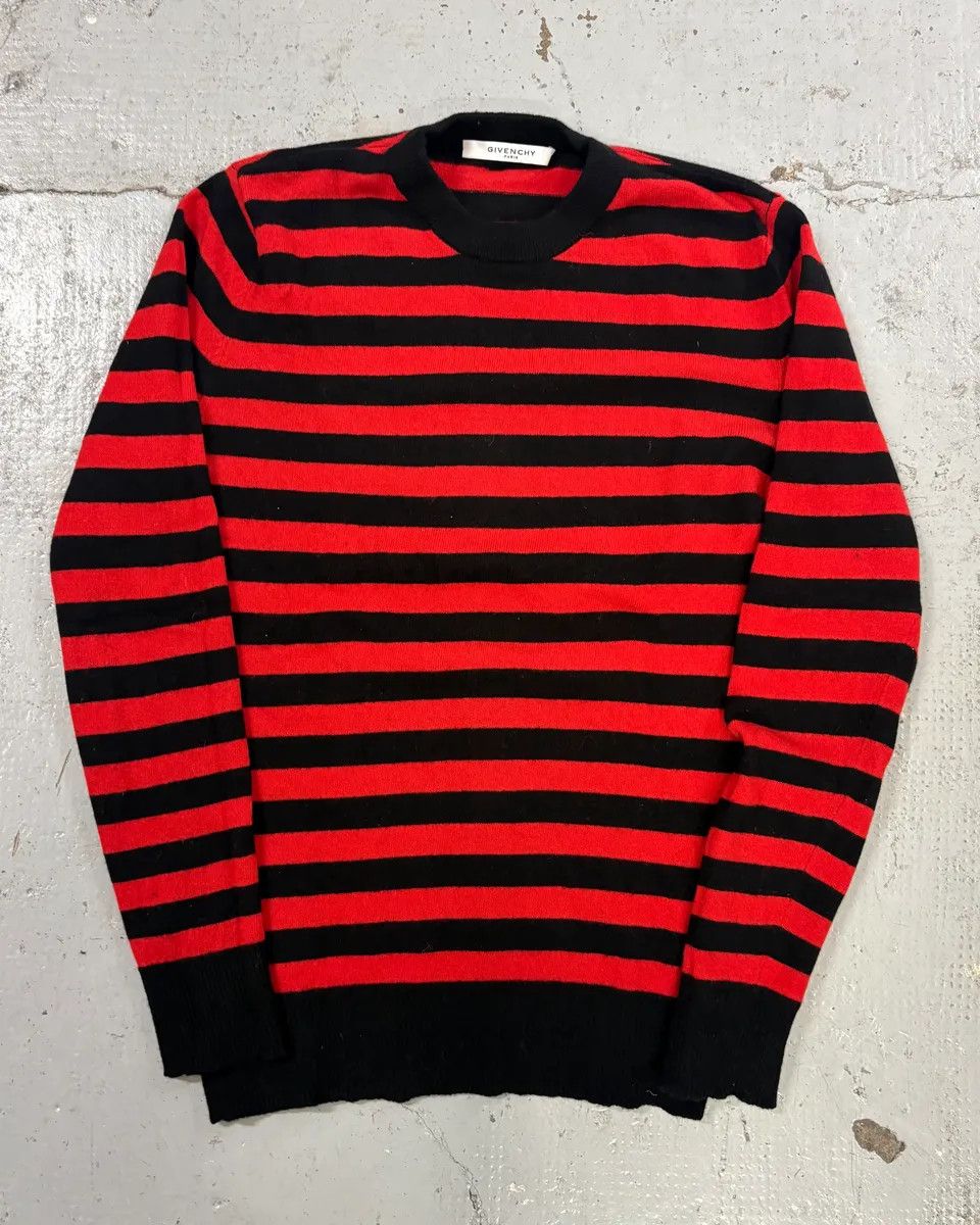 Givenchy AW2017 Givenchy Red Black Striped Cotton Sweater by Riccardo Tisci Size US S / EU 44-46 / 1 - 1 Thumbnail