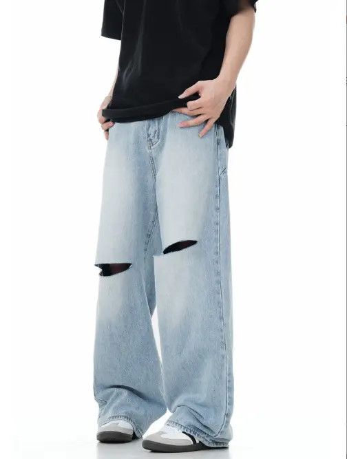 VIBE American retro washed versatile ripped trendy jeans Size US 32 / EU 48 - 3 Thumbnail