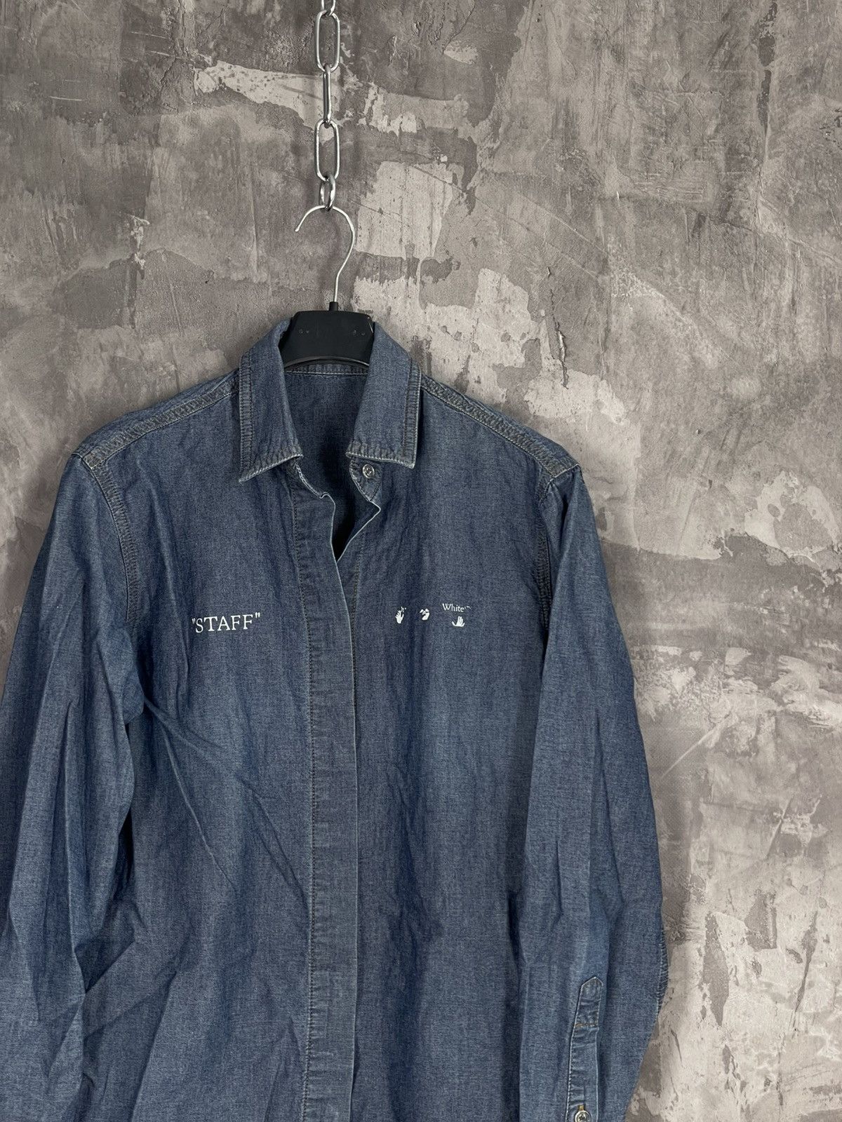 Off-White Off-White Big Logo Denim Hypebeast Style shirt Size US S / EU 44-46 / 1 - 5 Thumbnail