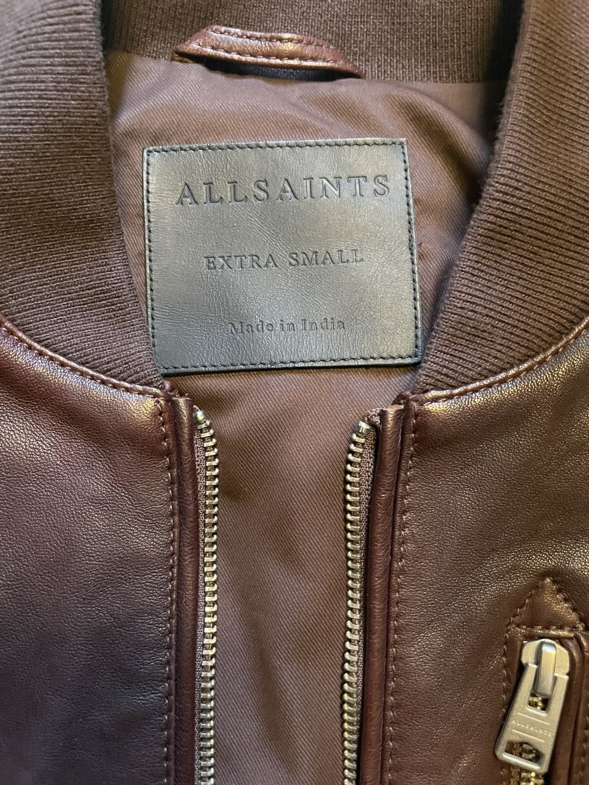 Allsaints Allsaints Mason Leather Bomber Jacket XS Oxblood Size US XS / EU 42 / 0 - 12 Thumbnail
