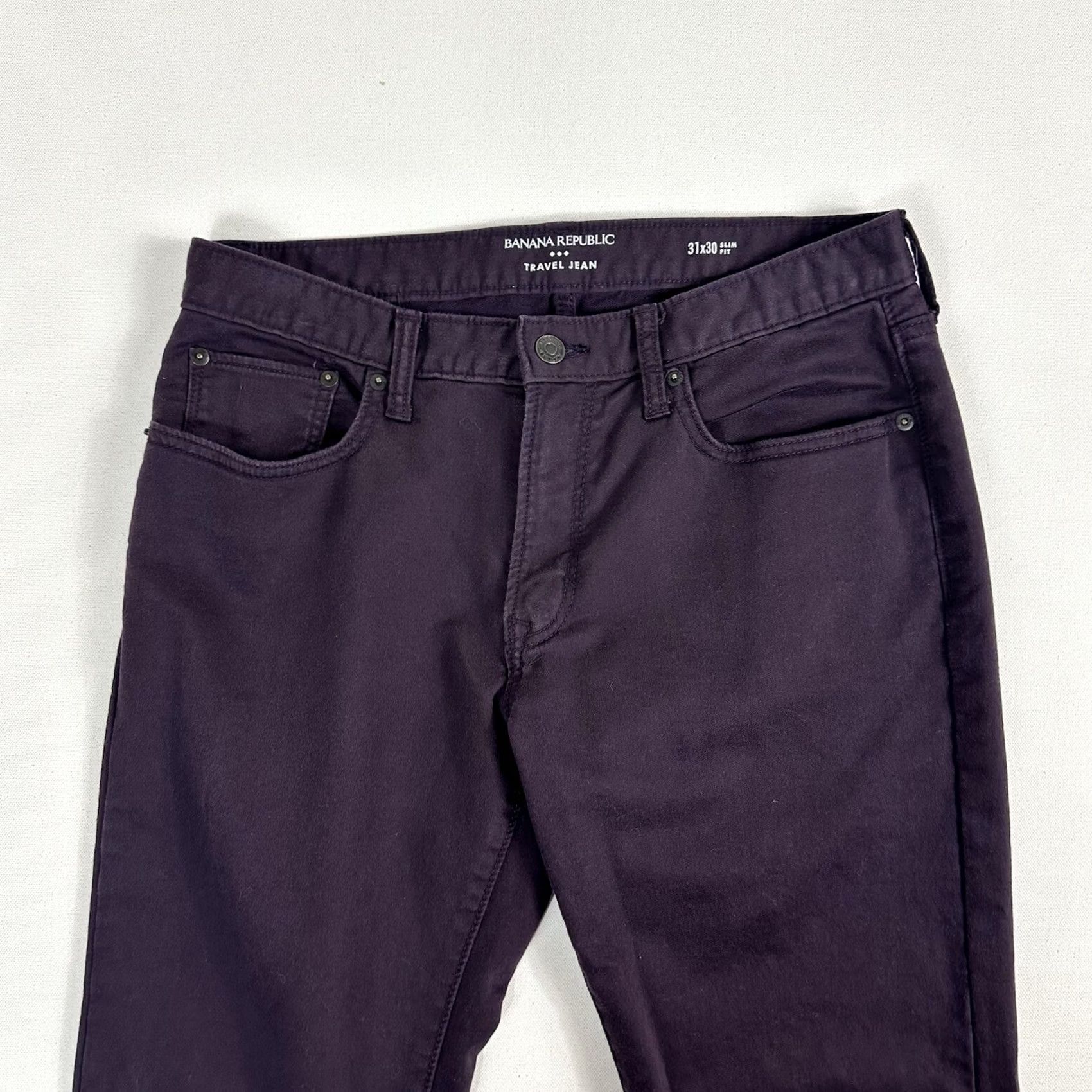 Banana Republic Banana Republic Travel Pants Mens 31x30 Purple Stretch Slim Fit Preppy Traveler Shirt? Size US 31 - 3 Thumbnail
