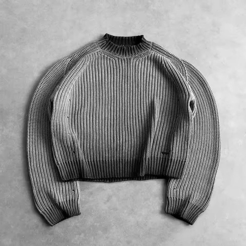 Other Washed Gray Retro Cropped Punk Streetwear Sweater Size US XL / EU 56 / 4 - 1 Thumbnail