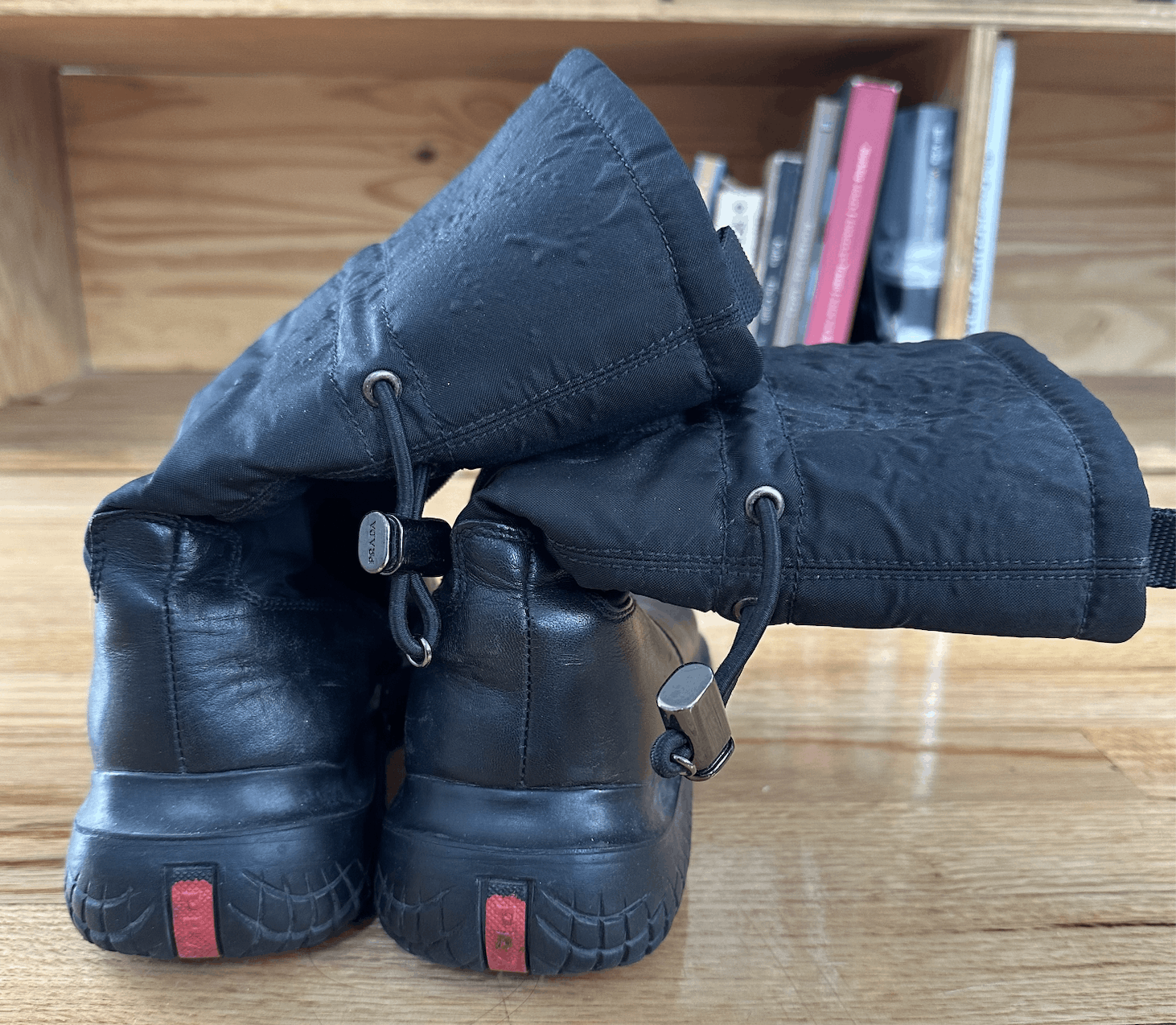 Prada Vibram Sole Black Boots w Drawstring Footwear