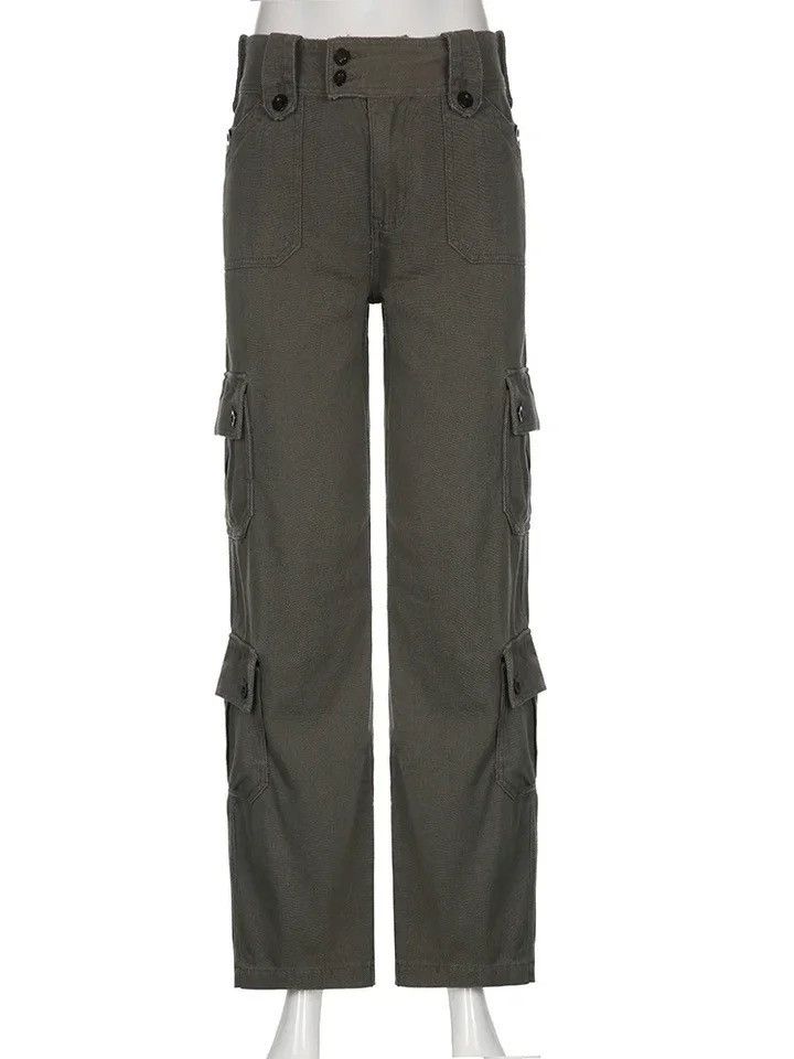 Vintage Denim Pants Women Pockets Stitching Straight Cargo Pants Size 30" / US 8 / IT 44 - 3 Thumbnail