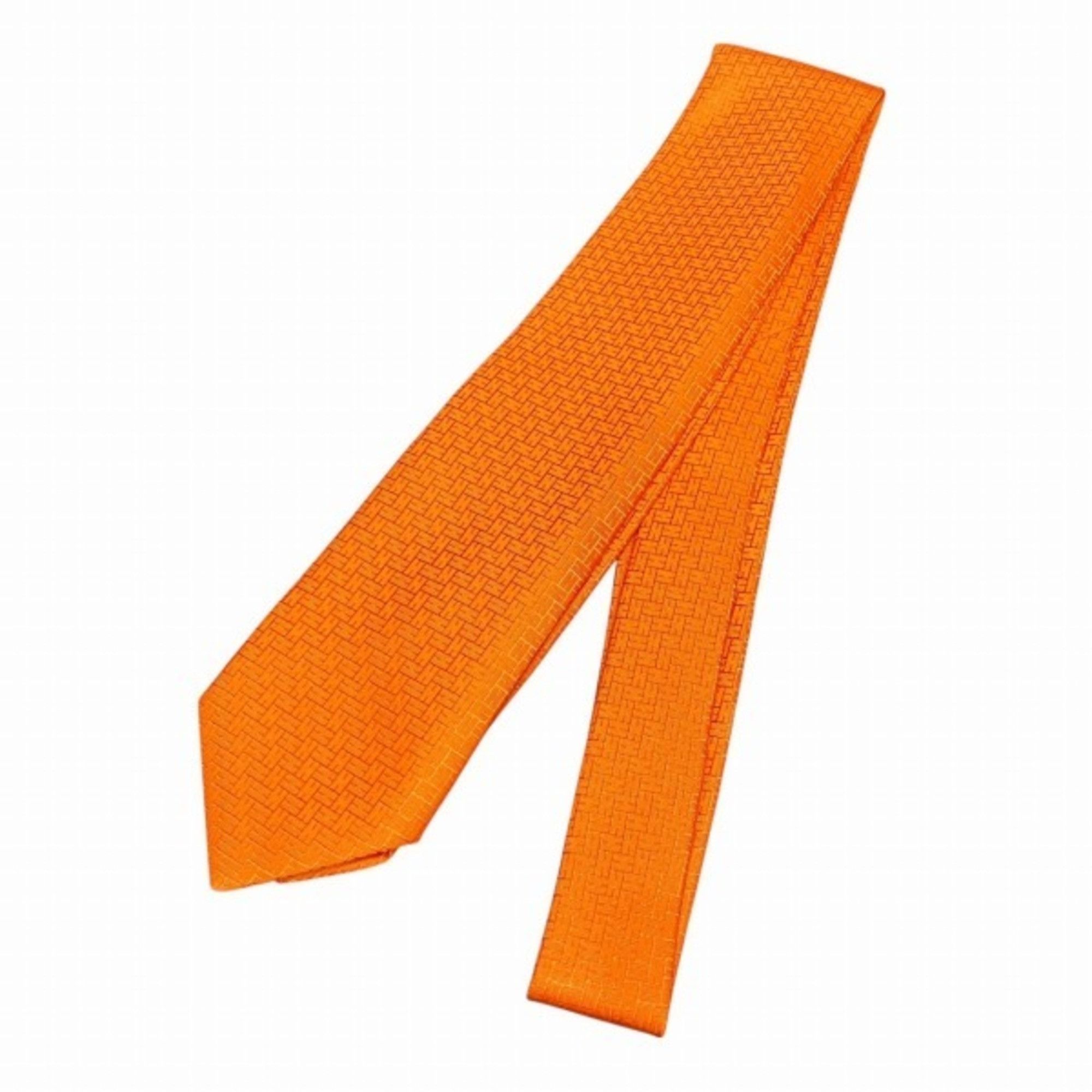 Hermes Hermes H Jacquard Orange Silk Accessories Necktie Men's Size ONE SIZE - 1 Thumbnail