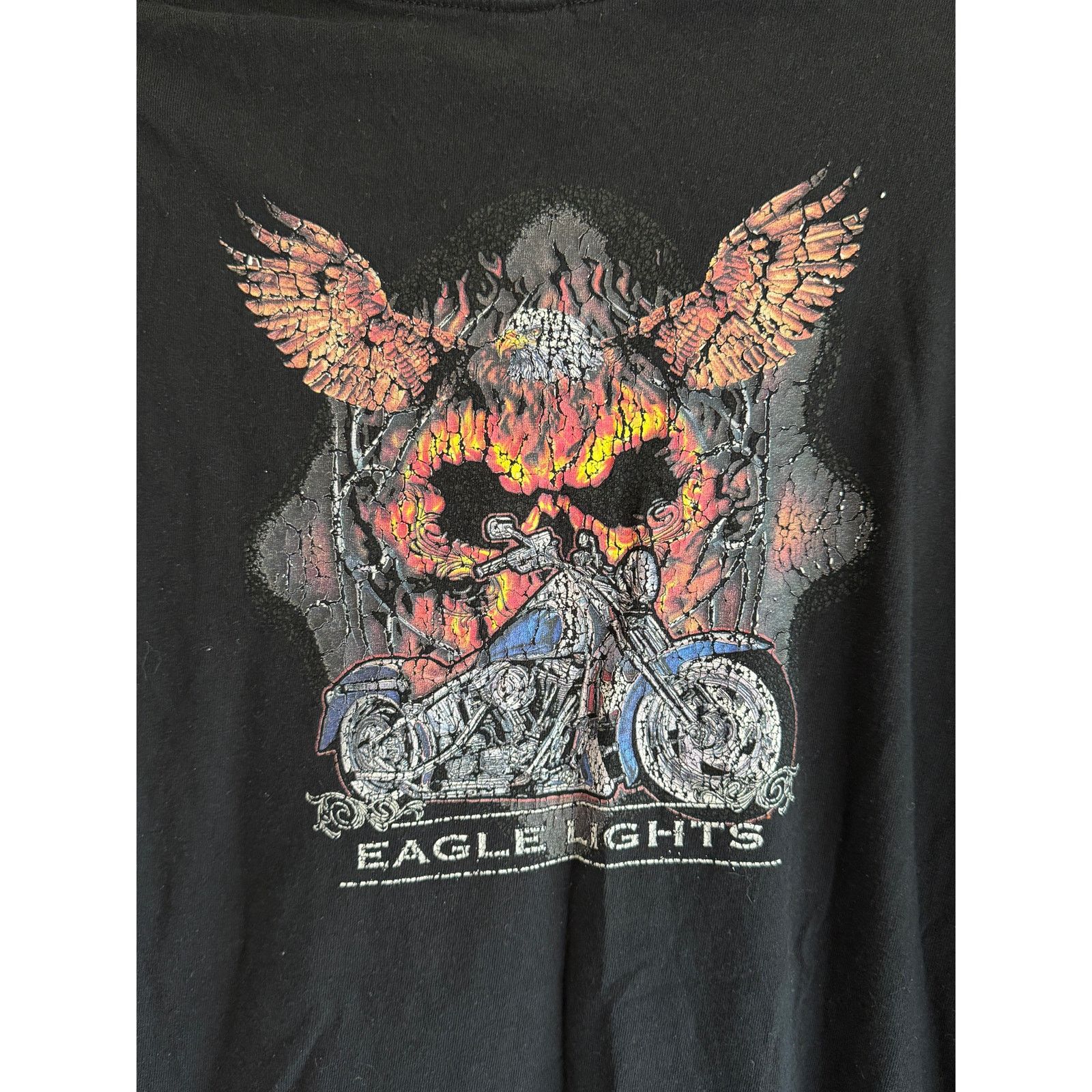 Gildan Eagle Lights Skull Biker Tee Black Vintage Style XL Size US XL / EU 56 / 4 - 4 Thumbnail