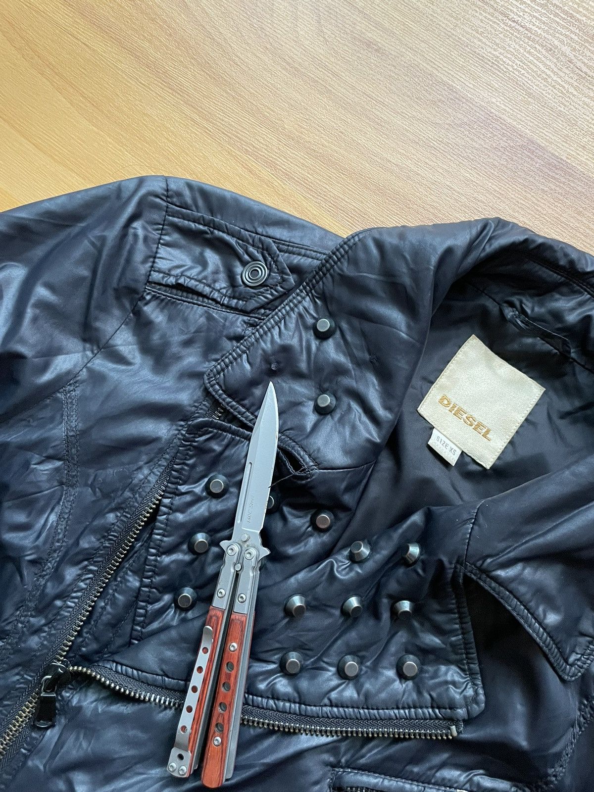 Diesel Vintage Diesel Logo Avant Garde Biker Jacket Backprint Size XS / US 0-2 / IT 36-38 - 7 Thumbnail