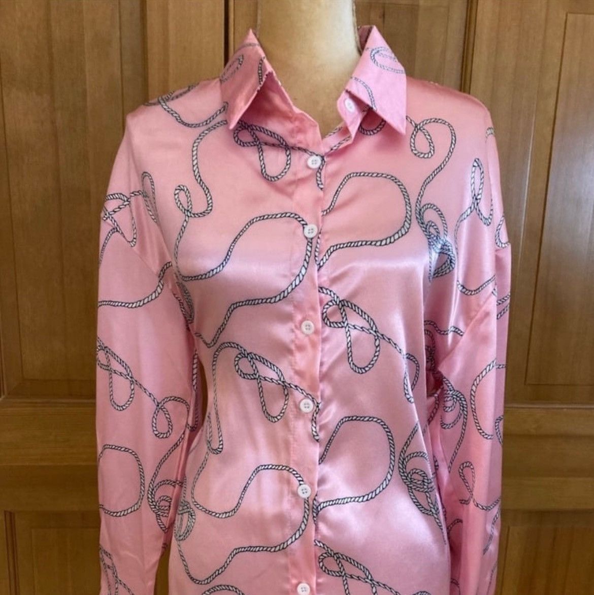 Designer × Other NWT, Gorgeous Pink Lavishly Paris Women’s Chainlink Blouse Size S / US 4 / IT 40 - 4 Thumbnail