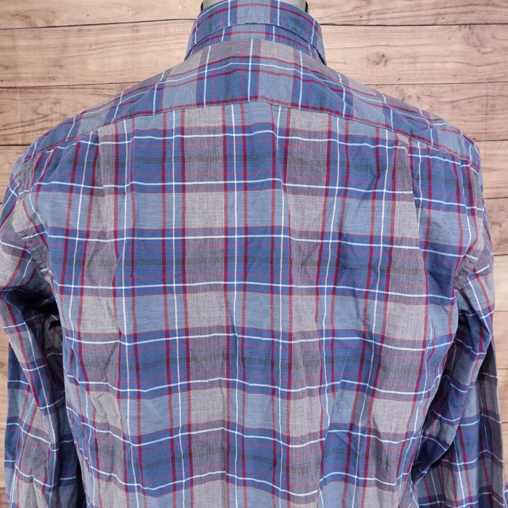 J.Crew J.CREW Shirt Mens Medium Blue Gray Plaid Button-Down Tailored Cotton Size US M / EU 48-50 / 2 - 5 Thumbnail