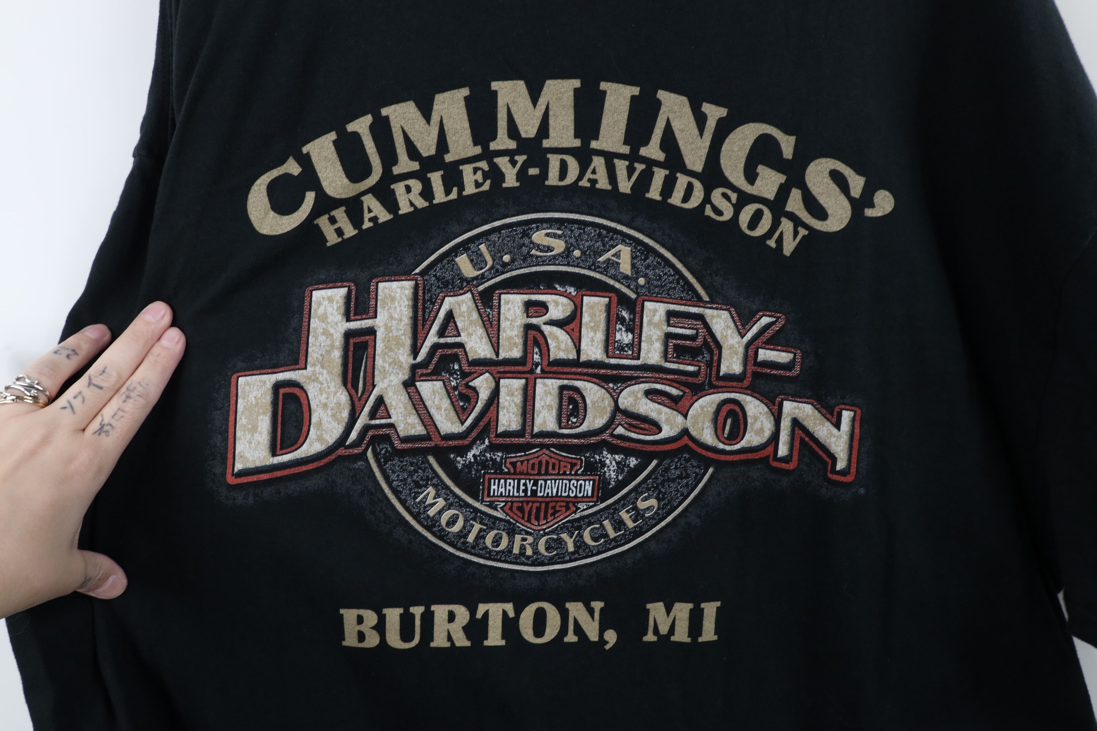 Harley Davidson Vintage Y2K 2003 Harley Davidson Spell Big Logo T-Shirt USA Size US XXL / EU 58 / 5 - 10 Thumbnail