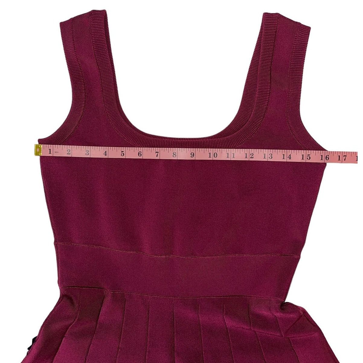 Herve Leger Herve Leger Paris Pleated Ponte Burgundy Mini Dress Size L Size L / US 10 / IT 46 - 10 Thumbnail