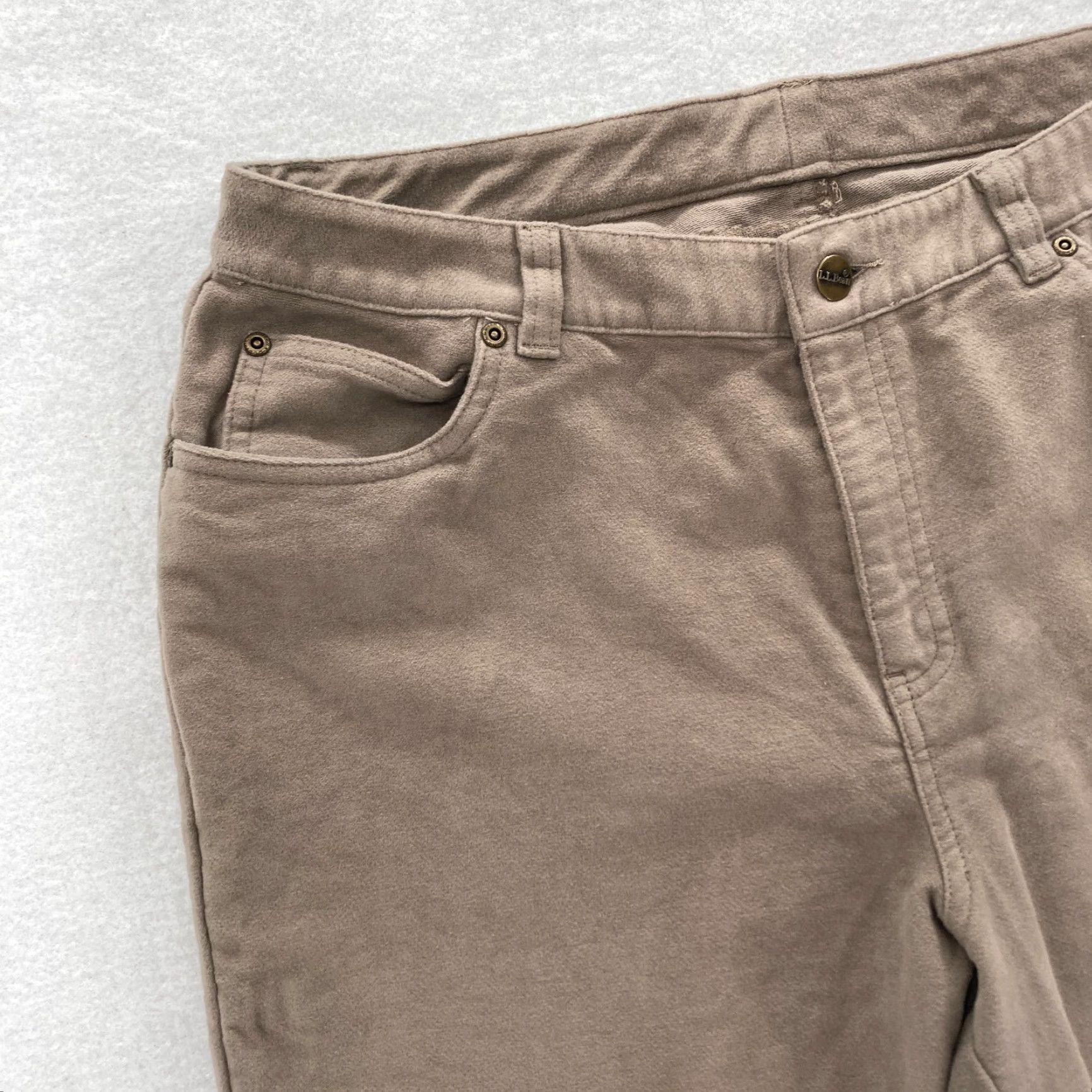 Vintage L.L. Bean Women 14 Brown Soft Stretch Flat Front Chino Pants Mid Rise Pants Size 36" / US 14 / IT 50 - 3 Thumbnail