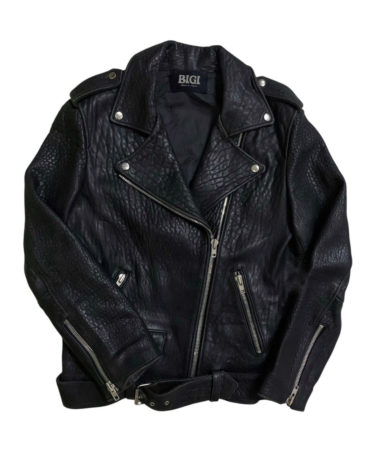 💥Vtg Bigi Men Alligator Black Leather Jacket