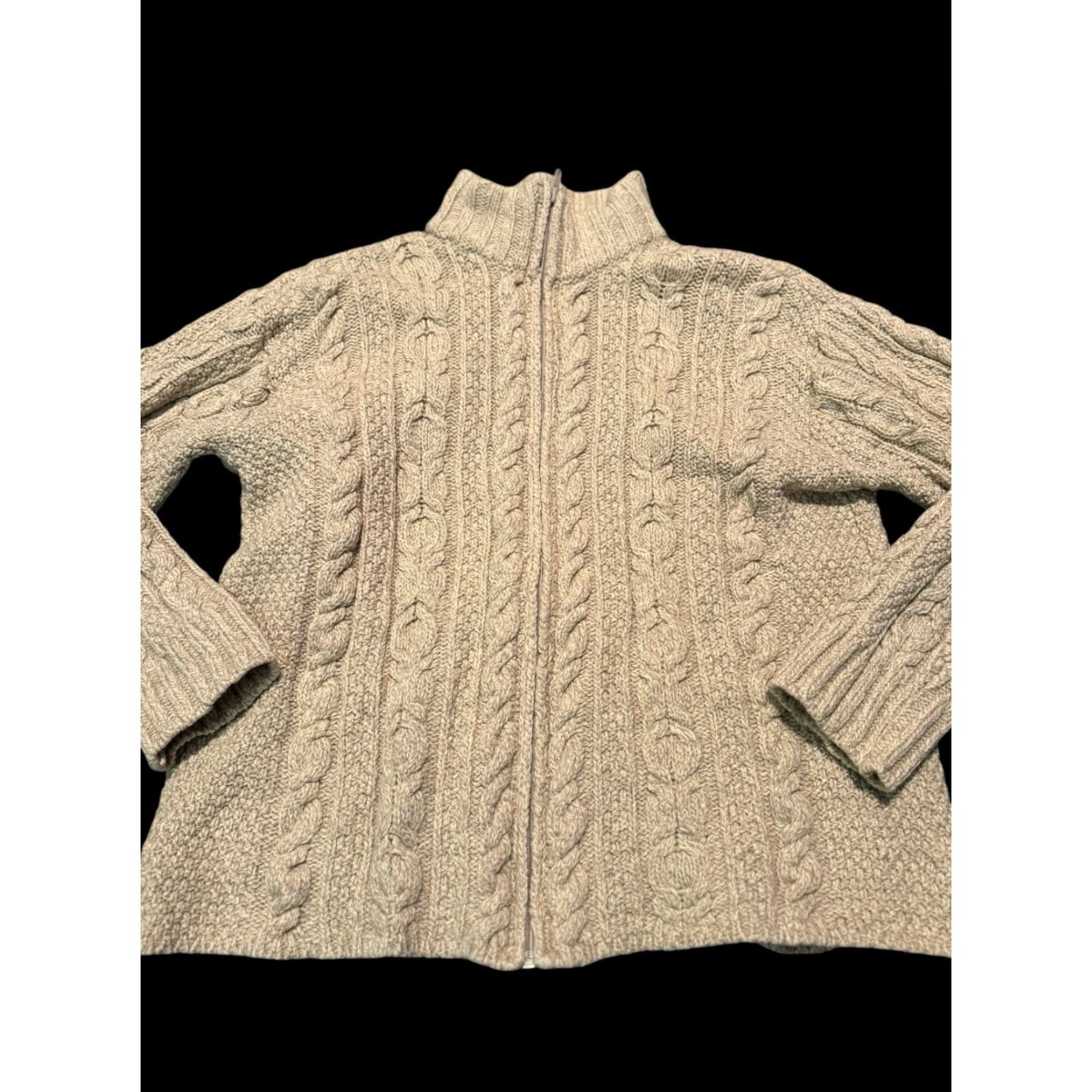 Vintage VINTAGE Aran Crafts Ireland Cardigan Sweater Full Zip Merino Wool Size Medium Women Beige Dolman Sleeve 100% Merino Wool Knit Modern Classic Size M / US 6-8 / IT 42-44 - 2 Thumbnail