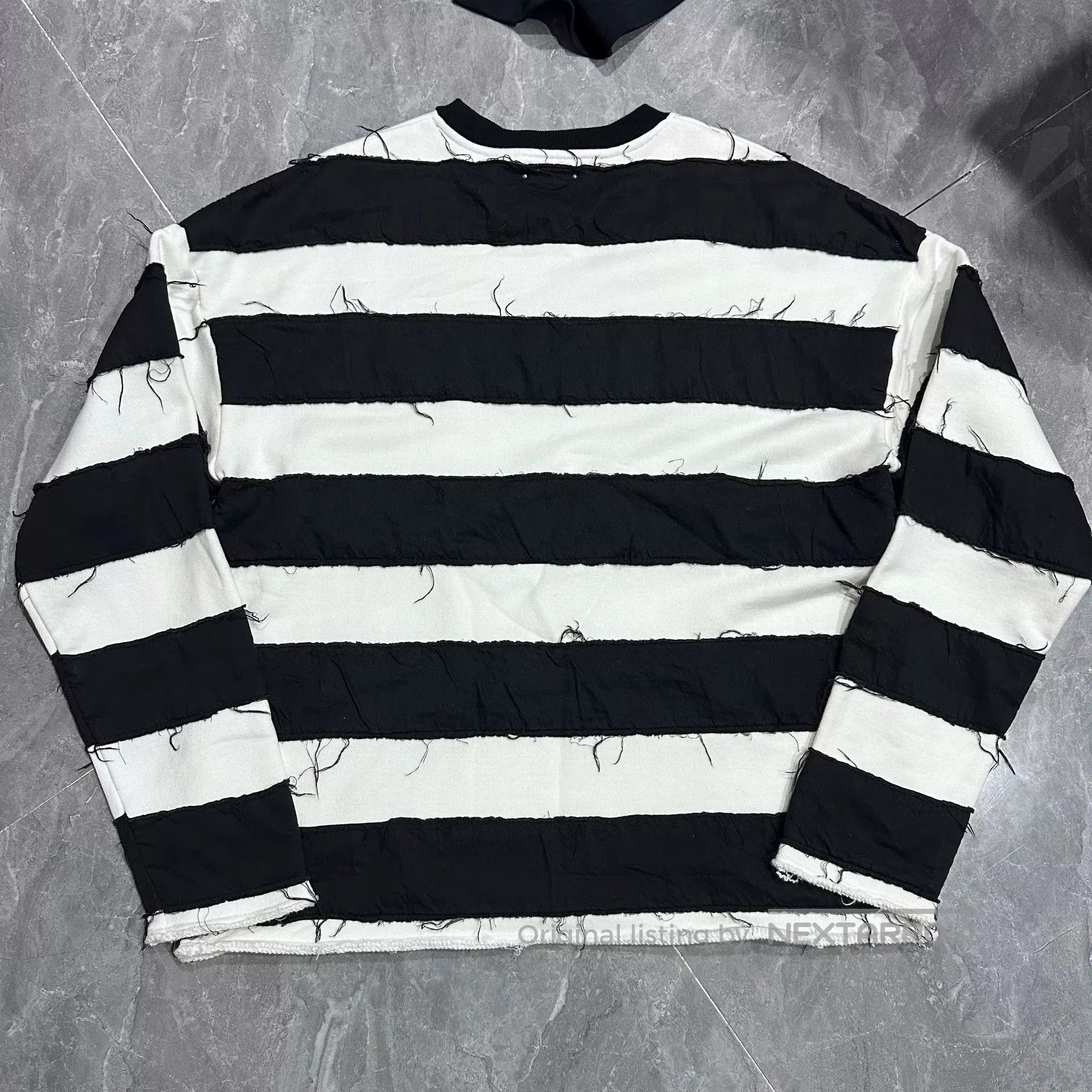 Vintage Minedenim Distressed Fringe Black White Hoodie. Size US M / EU 48-50 / 2 - 2 Thumbnail