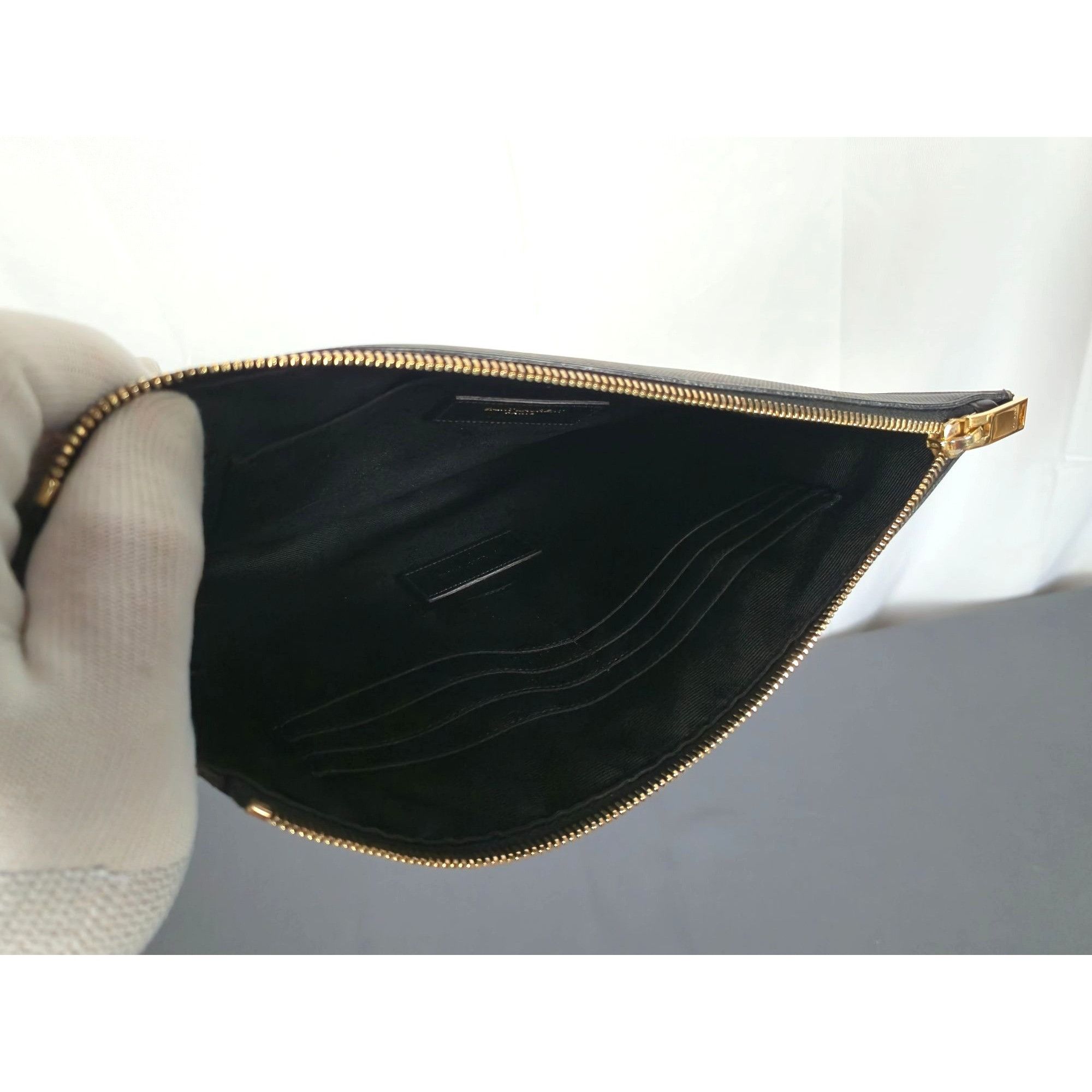 Saint Laurent Paris Saint Laurent Monogram Coated Canvas & Leather Pouch With Go Size ONE SIZE - 10 Thumbnail