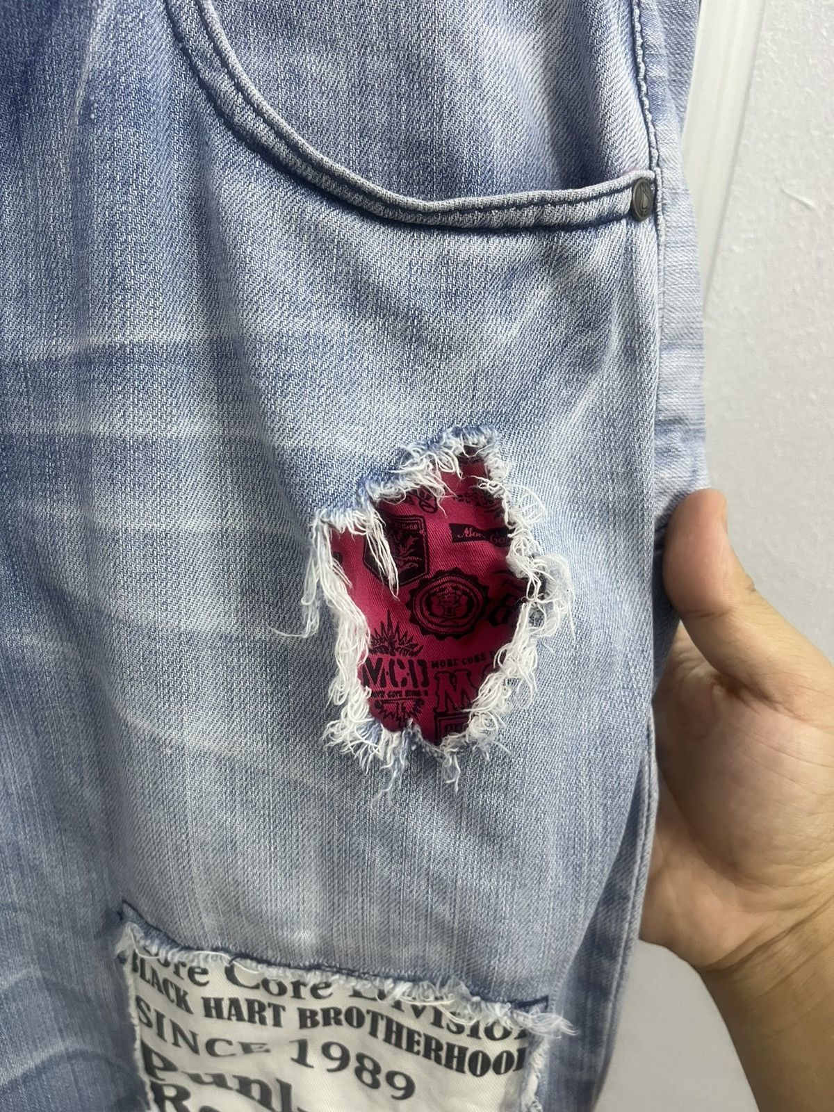 Japanese Brand MCD Hardcore Surf Punk Denim Shorts Distressed Size US 36 / EU 52 - 5 Thumbnail