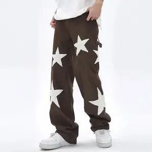 Japanese Brand Retro-style Jeans Ripped Baggy Trousers Star Harajuku style Size US 32 / EU 48 - 2 Thumbnail