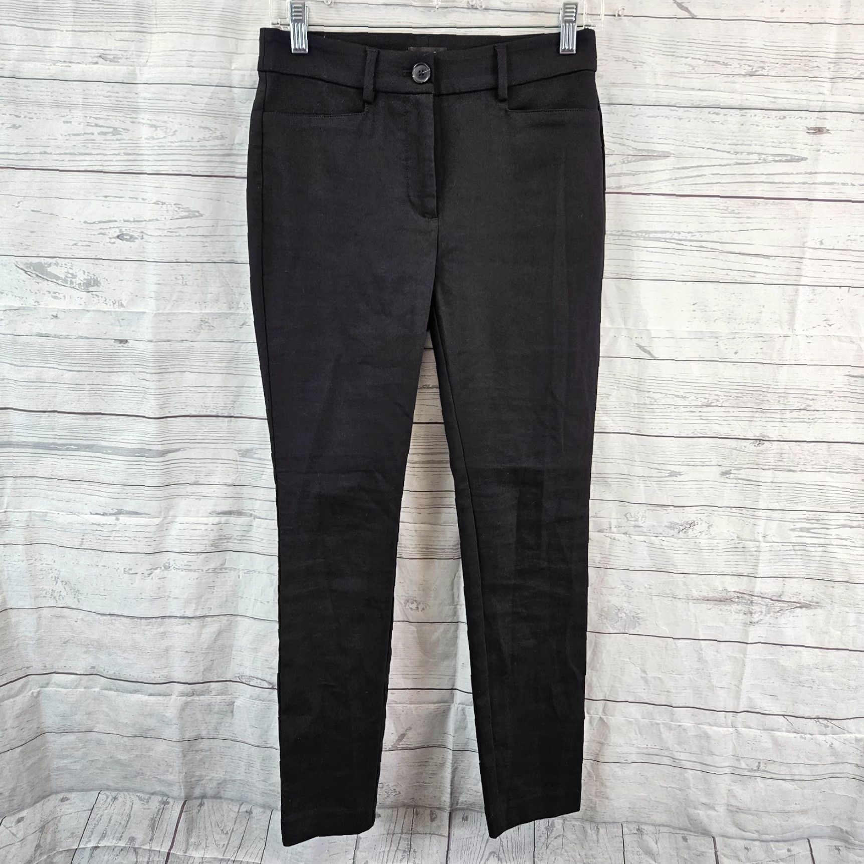 Loft LOFT Womens Skinny Pants Sz 0 Black Mid Rise Cotton Blend Dress Pants Size 25" / US 0 / IT 36 - 2 Thumbnail