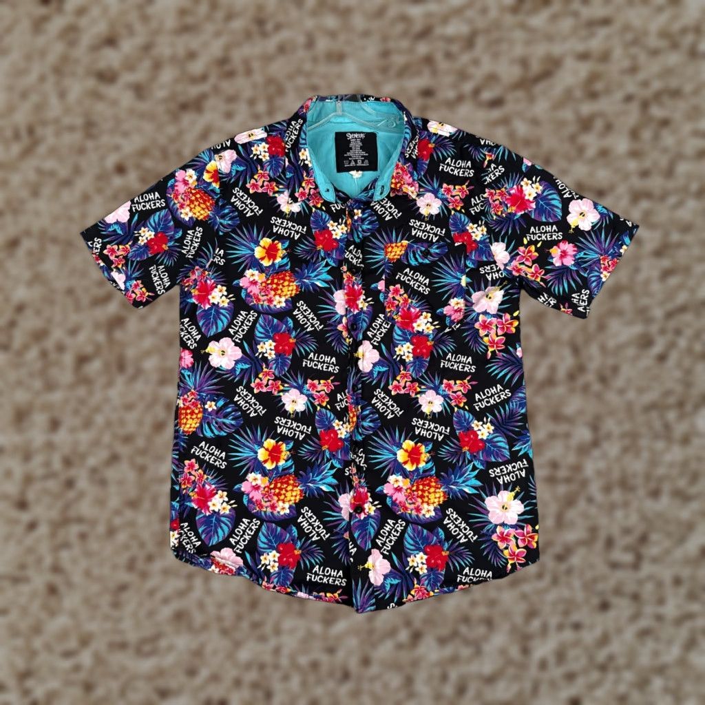 Vintage VINTAGE Spencer's Shirt Men S Black Pineapple AOP 100% Cotton Aloha F*ckers 90s Beach/Party Mens Size US S / EU 44-46 / 1 - 1 Thumbnail