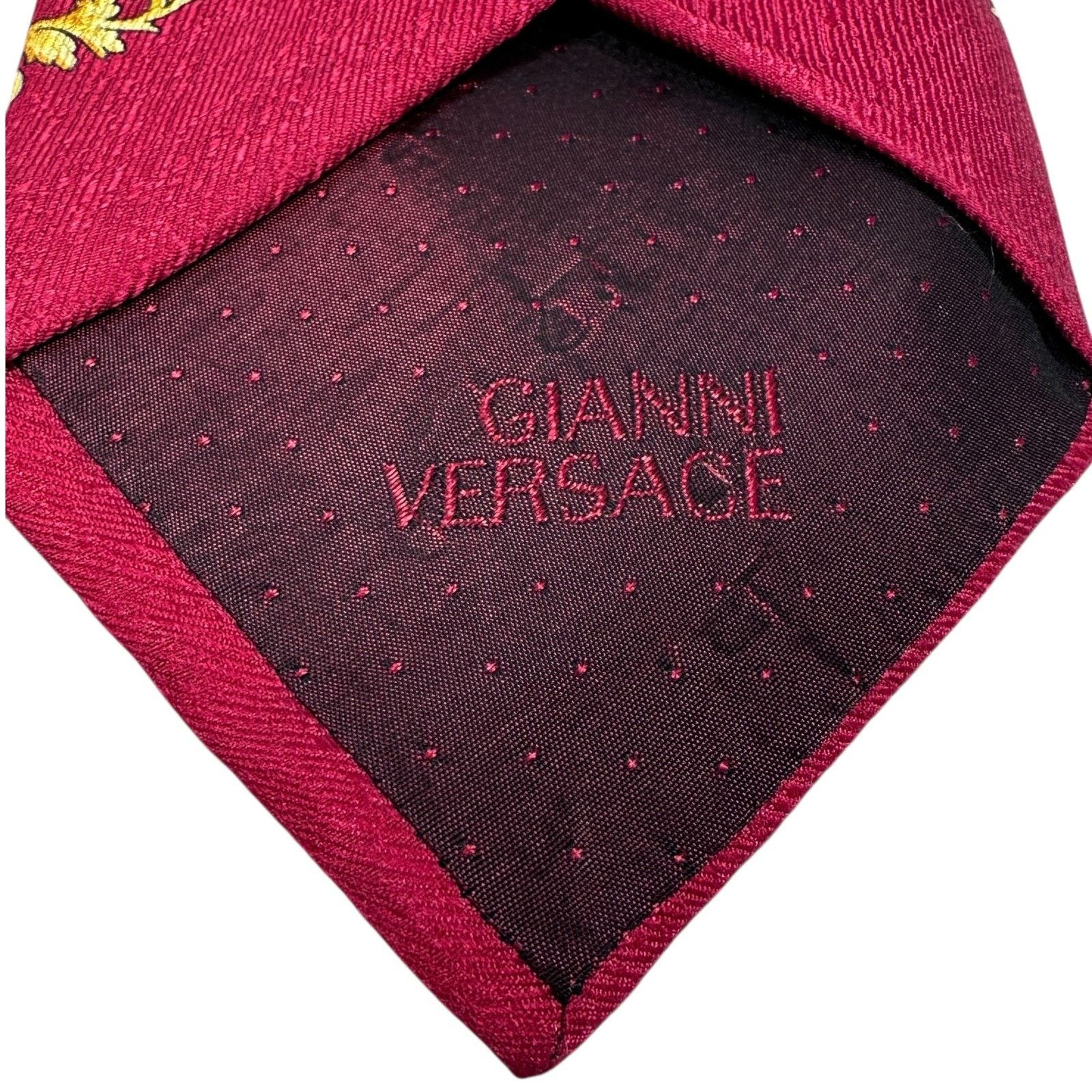 Versace Vintage Gianni Versace Silk Neck Tie Red Gold 3.5” X 58” Size ONE SIZE - 6 Thumbnail
