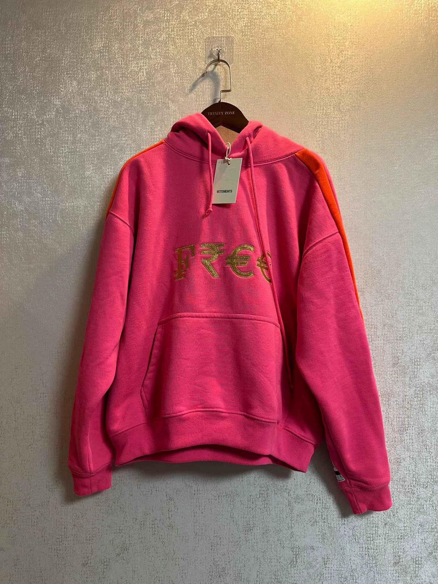 Vetements Pink Hoodie with Sticker Design