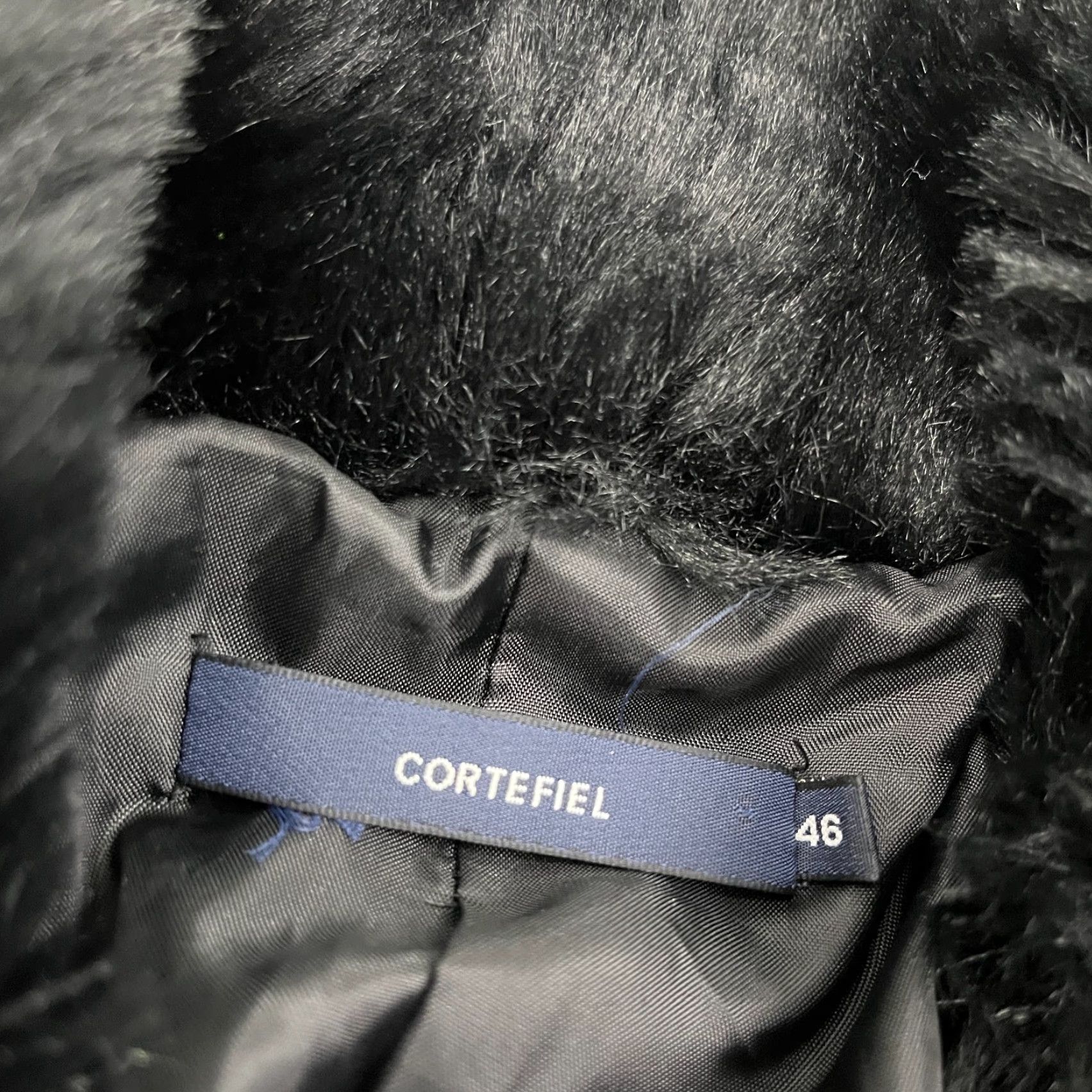 Vintage Cortefiel Jacket Womens 46 Black Tweed Wool Faux Fur Shawl Accent Bow Evening Chic Y2K Size S / US 4 / IT 40 - 2 Thumbnail