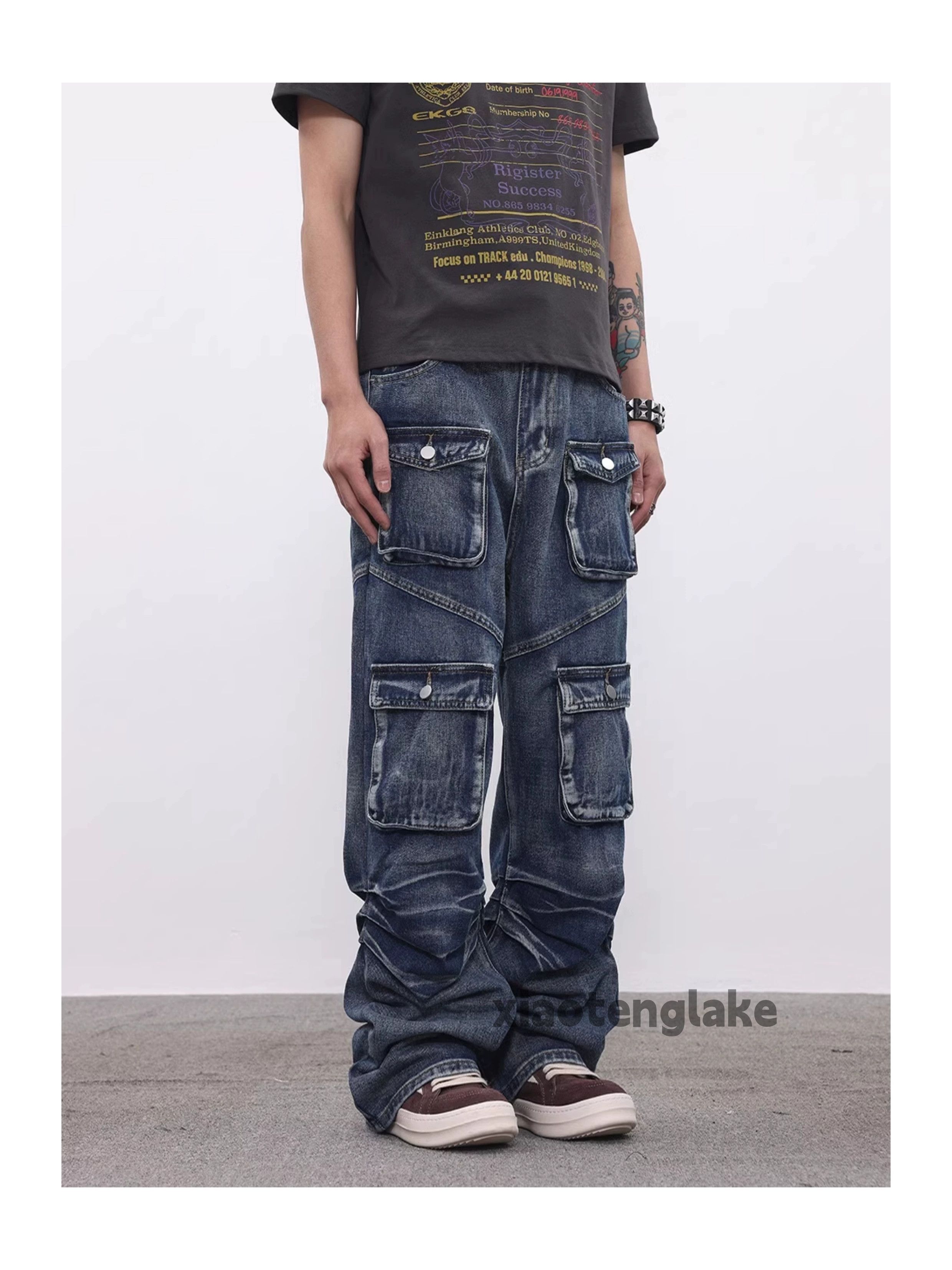 Jean × Vintage washed faded loose baggy cargo hiphop jeans Size US 32 / EU 48 - 4 Thumbnail