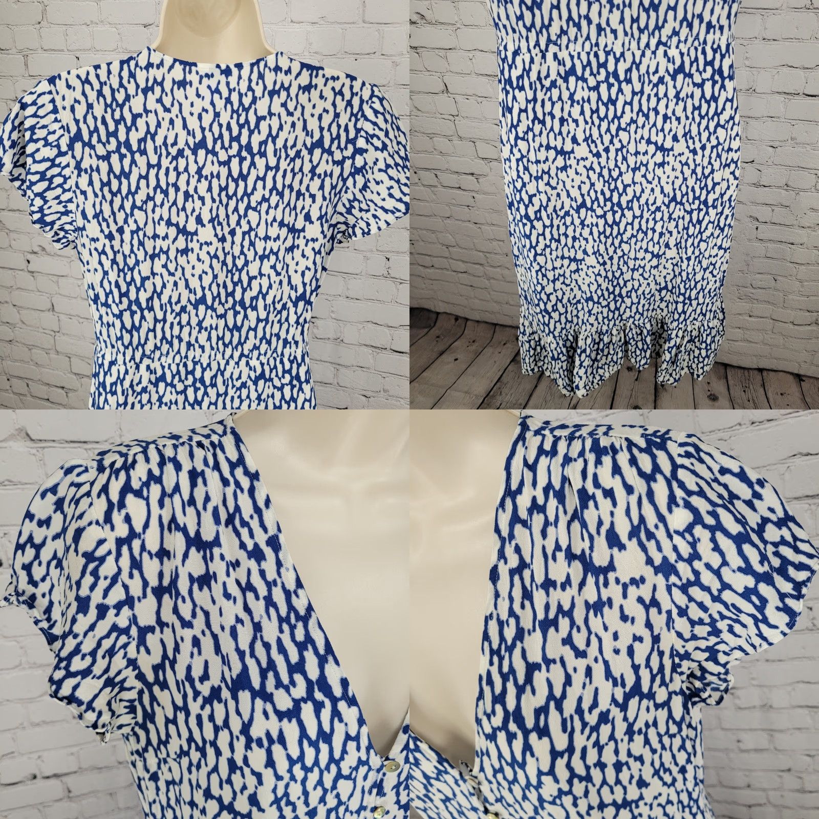 Rails Rails Kiki Blue Cobalt Leopard Print Short Sleeve Dress Small Womens Size 28" / US 6 / IT 42 - 8 Thumbnail