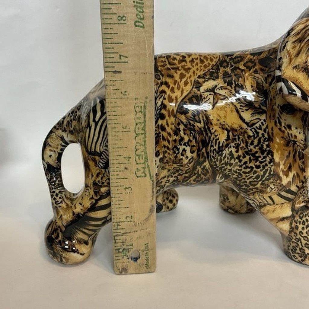 The Unbranded Brand NWOB Elephant Figurine Jungle Animal Print Safari Patchwork Size ONE SIZE - 4 Thumbnail