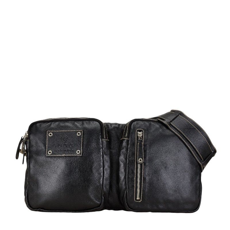 Gucci Gucci Black Leather Crossbody Shoulder Bag Women Model 201842 Leather Crossbody Bag 201842