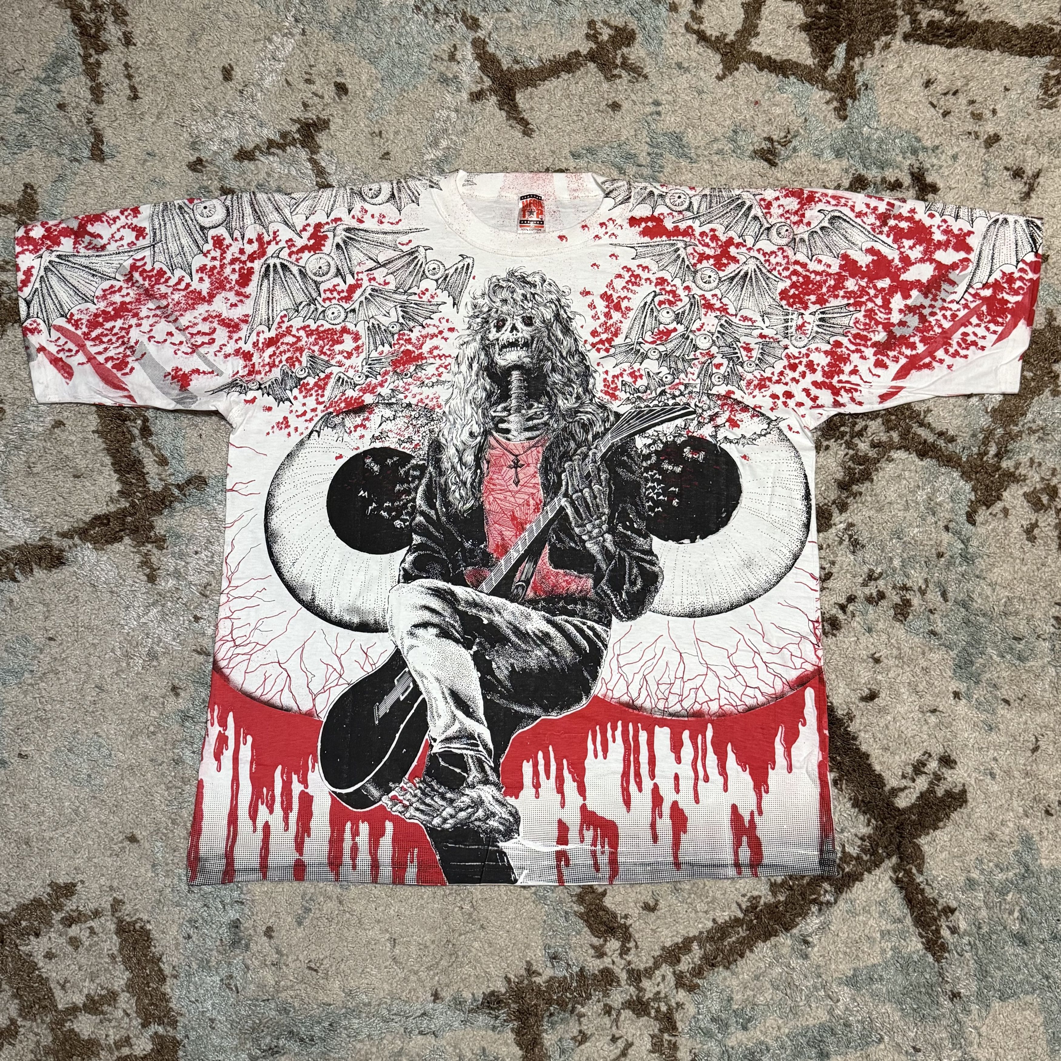 Liquid Blue × Vintage Vintage 90s Morbid Rags Skeleton Shirt AOP Size XL Eyes Size US XL / EU 56 / 4 - 1 Thumbnail