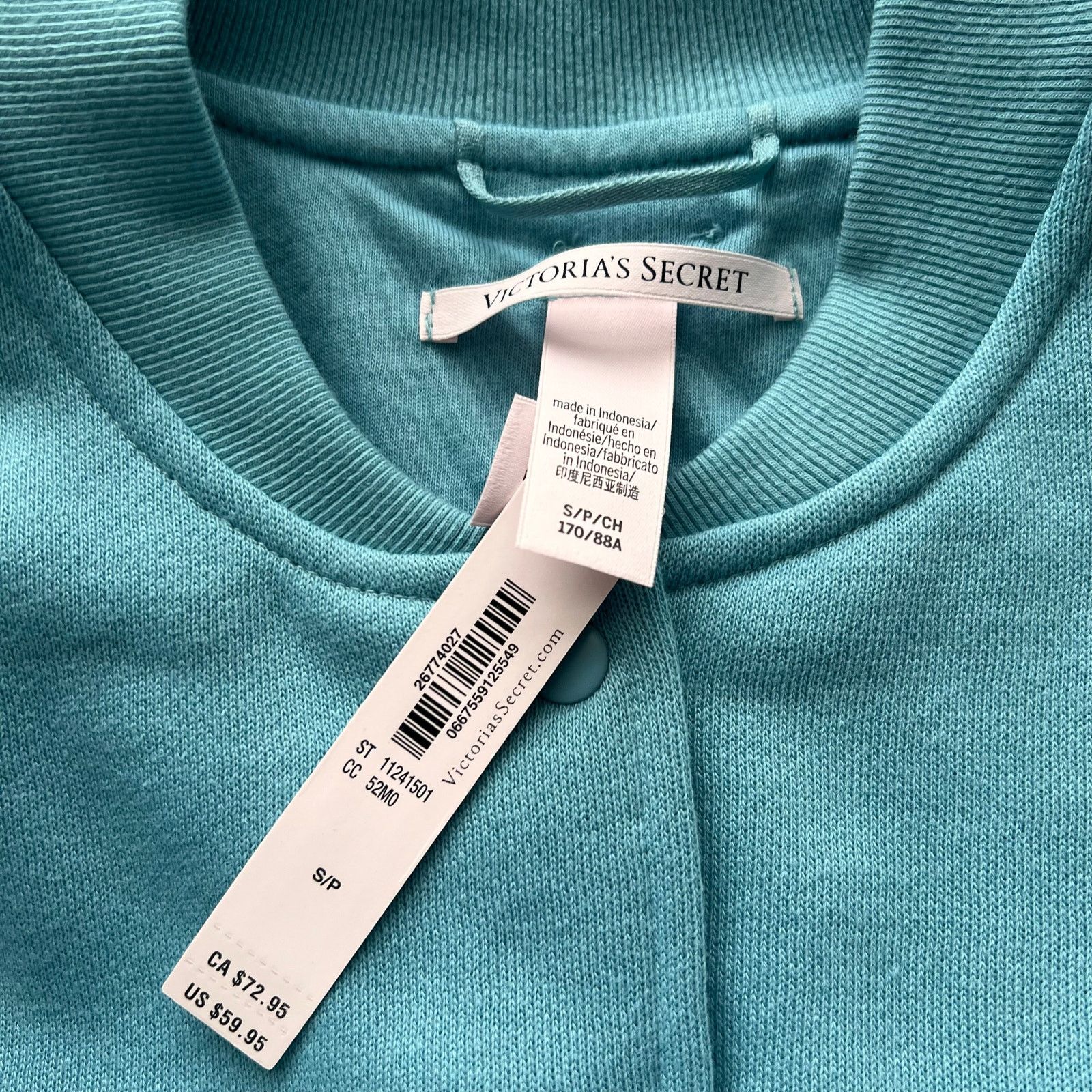 Victoria's Secret Victoria's Secret Cotton Fleece Snap Bomber Jacket, S Size S / US 4 / IT 40 - 6 Thumbnail