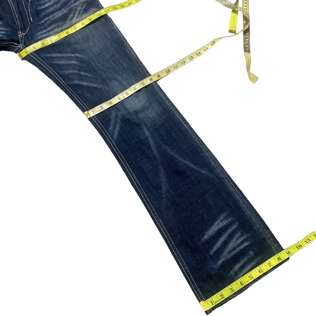 Japanese Brand ARMY OF NO Whisker Denim Flare Jeans Size US 30 / EU 46 - 22 Thumbnail
