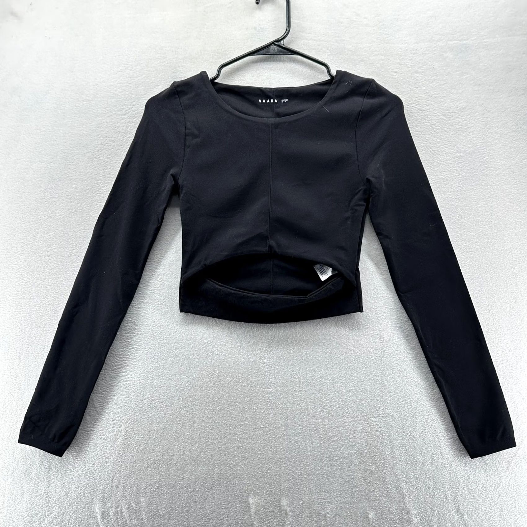 Vintage Vaara Scarlet Cropped Top Womens XS-S Black Long Sleeve Scoop Neck Stretch Yoga Gym & Training Size XS / US 0-2 / IT 36-38 - 2 Thumbnail