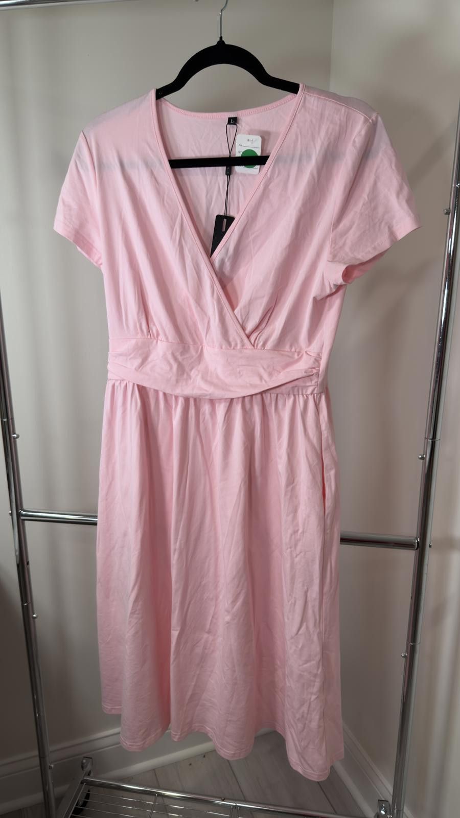 Designer Chic Pink Wrap Dress - Size L Size L / US 10 / IT 46 - 1 Thumbnail