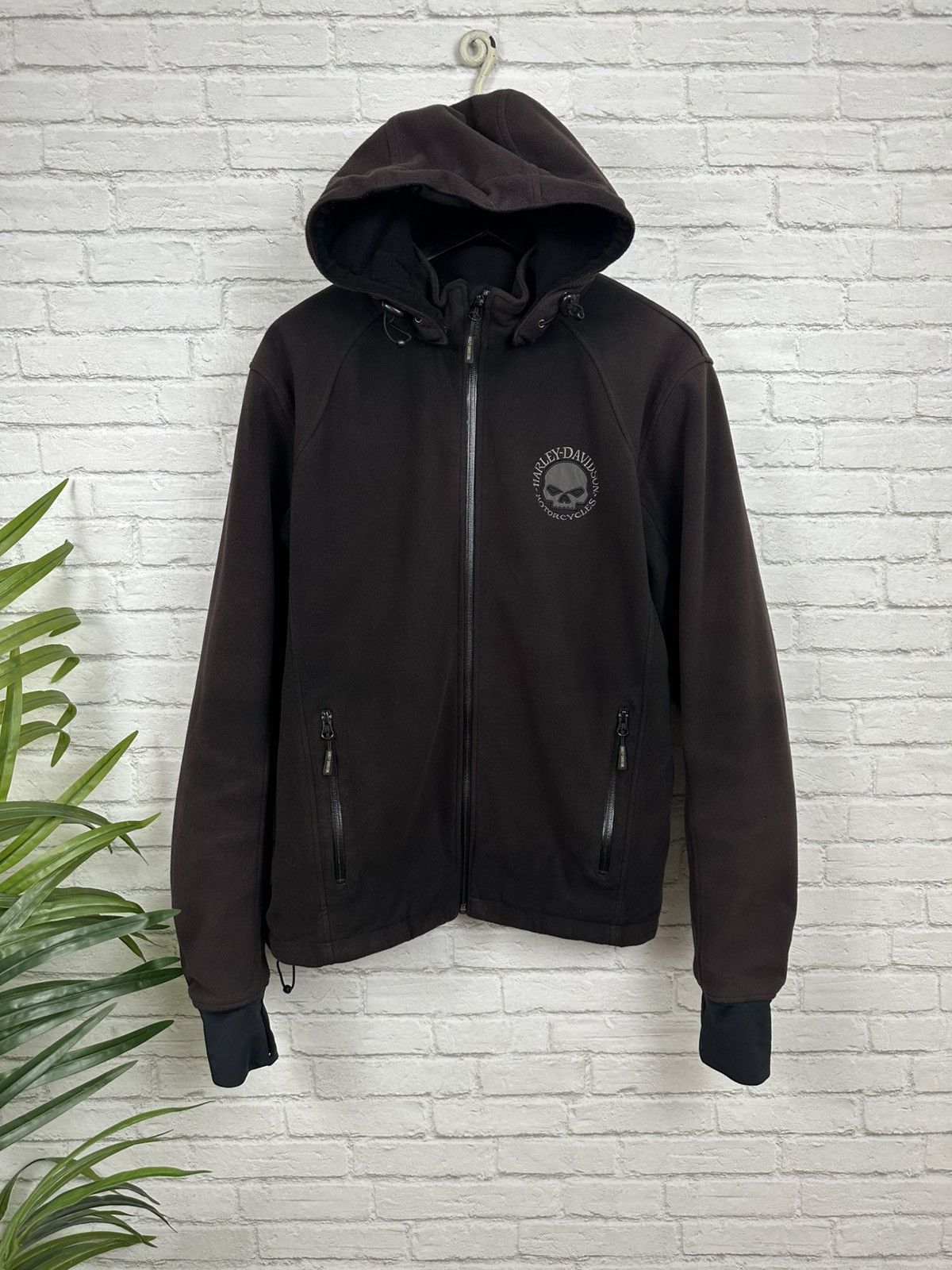 Harley Davidson (L) INSANE SUNFADED Harley Davidson Skull Hooded Jacket Size US L / EU 52-54 / 3 - 1 Thumbnail