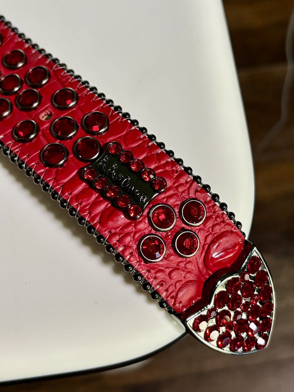 B.B. Simon B.B. Simon Khayyam Red Crystal Belt Size 36 - 7 Thumbnail