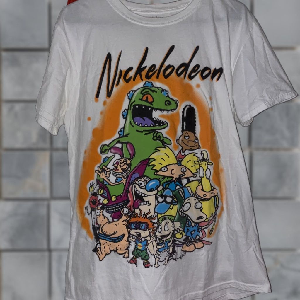 Nickelodeon Nickelodeon Airbrush Style Group Cast Men's T-Shirt L White Reptar Arnold Retro Graphic Tee Rugrats Hey Arnold Size US L / EU 52-54 / 3 - 1 Thumbnail