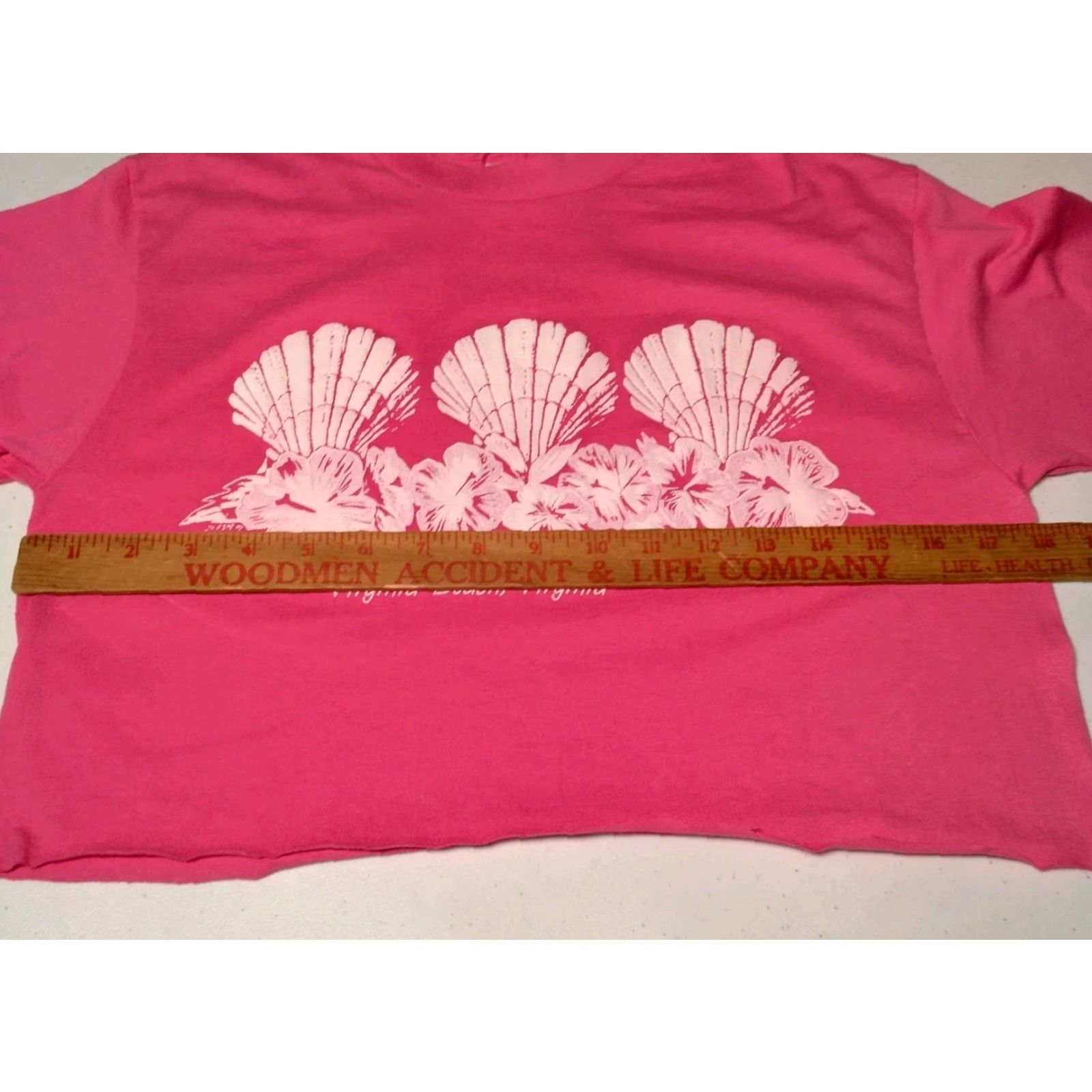 Hanes VINTAGE Hanes Cotton Blend Cropped T-Shirt Women M Pink Virginia Beach Beachy Seashell Graphic Short Sleeve Crew Neck Fall Spring Summer Size M / US 6-8 / IT 42-44 - 4 Thumbnail