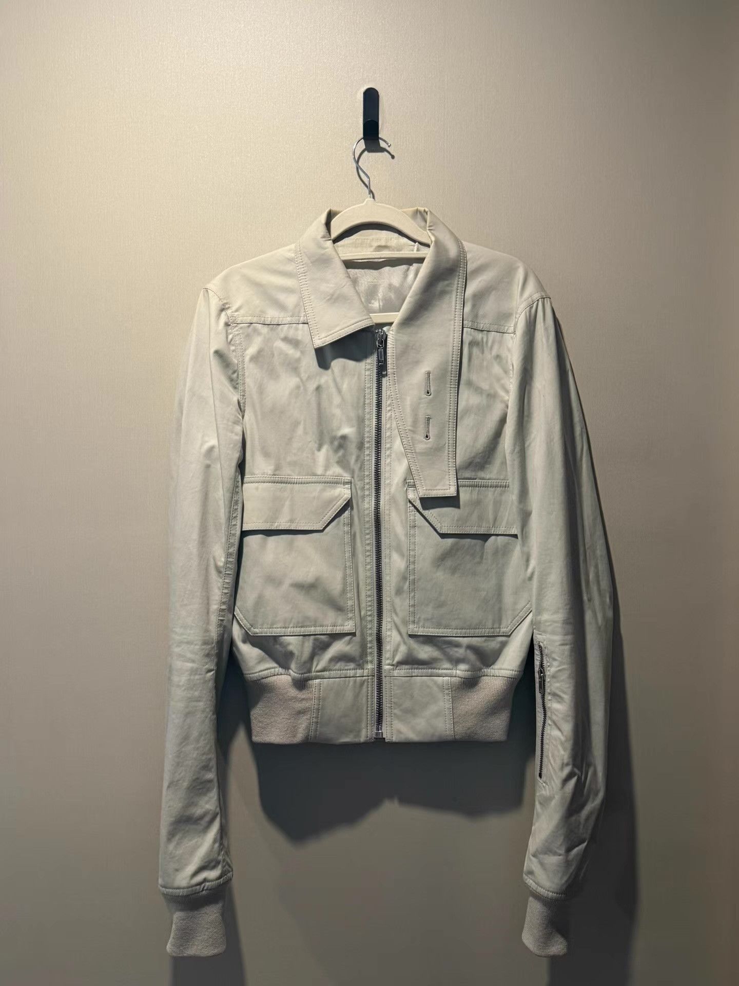 Rick Owens Gray Leather Zip-Front Jacket Size M Size US M / EU 48-50 / 2 - 1 Thumbnail