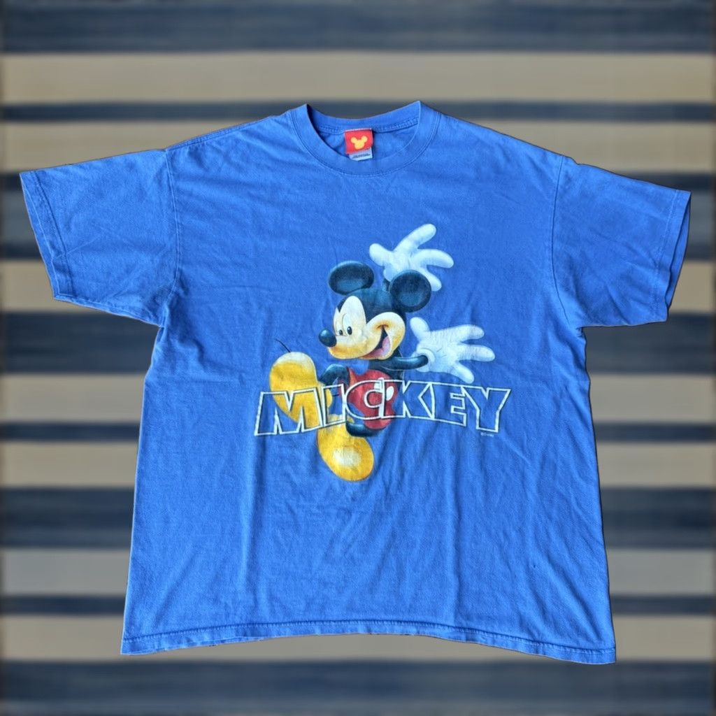 Disney VINTAGE Disney Mickey Mouse Jumping Graphic T-Shirt XL Blue Mens Short Sleeve Crew Neck 1990s Cartoon Size US XL / EU 56 / 4 - 1 Thumbnail